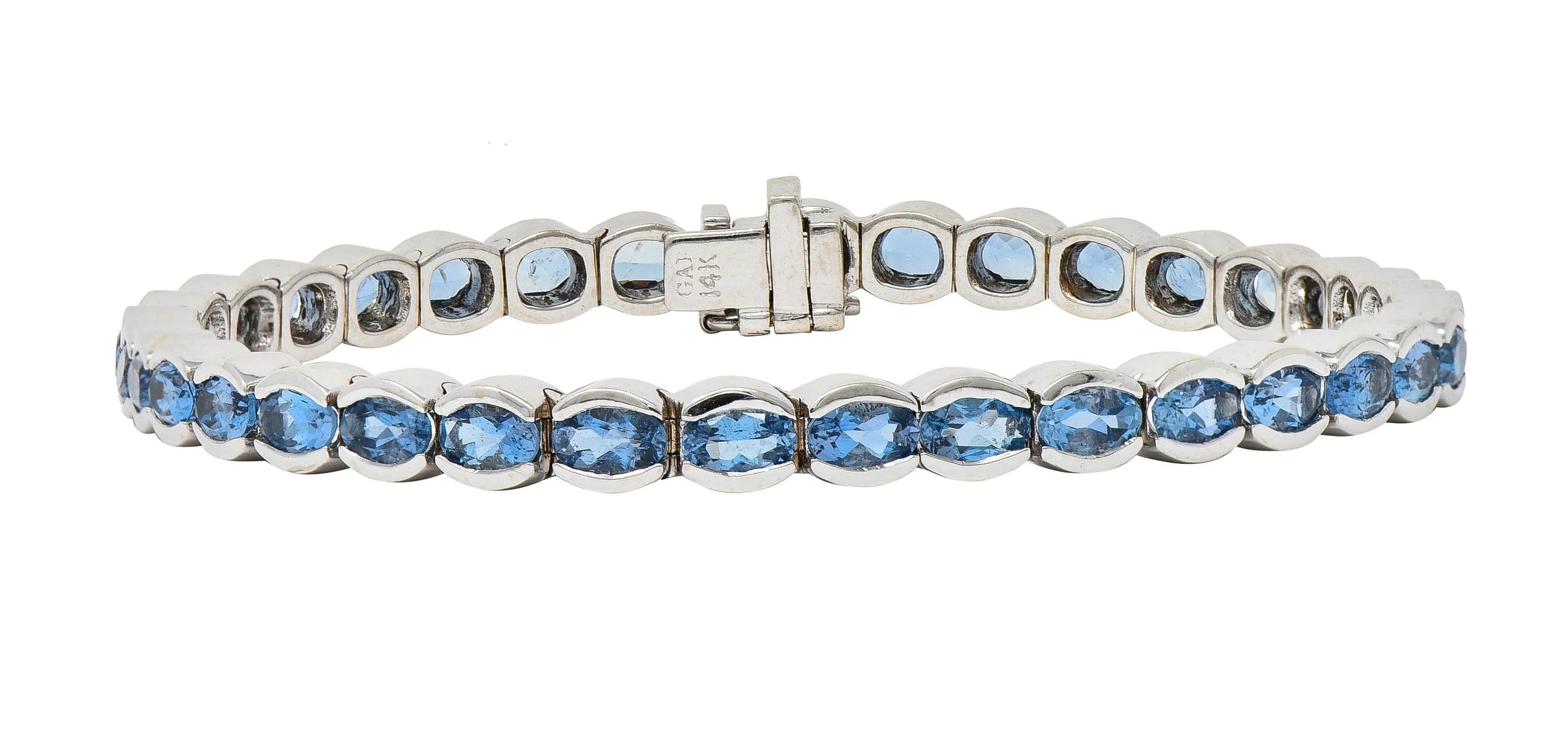 Contemporary 9.80 CTW Blue Topaz 14 Karat White Gold Line Bracelet - Image 10