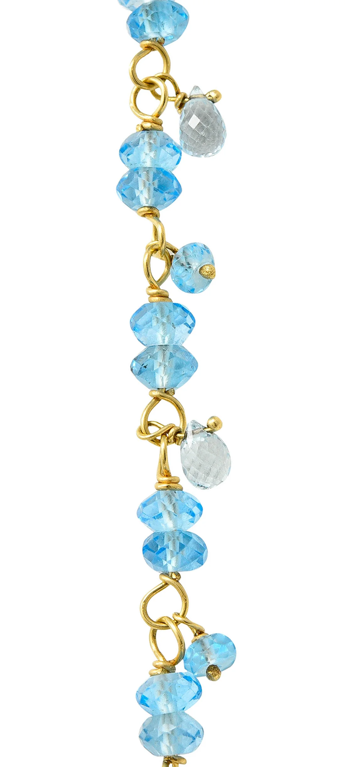 Contemporary Blue Topaz 18 Karat Gold Station Tassel Necklace - Image 10