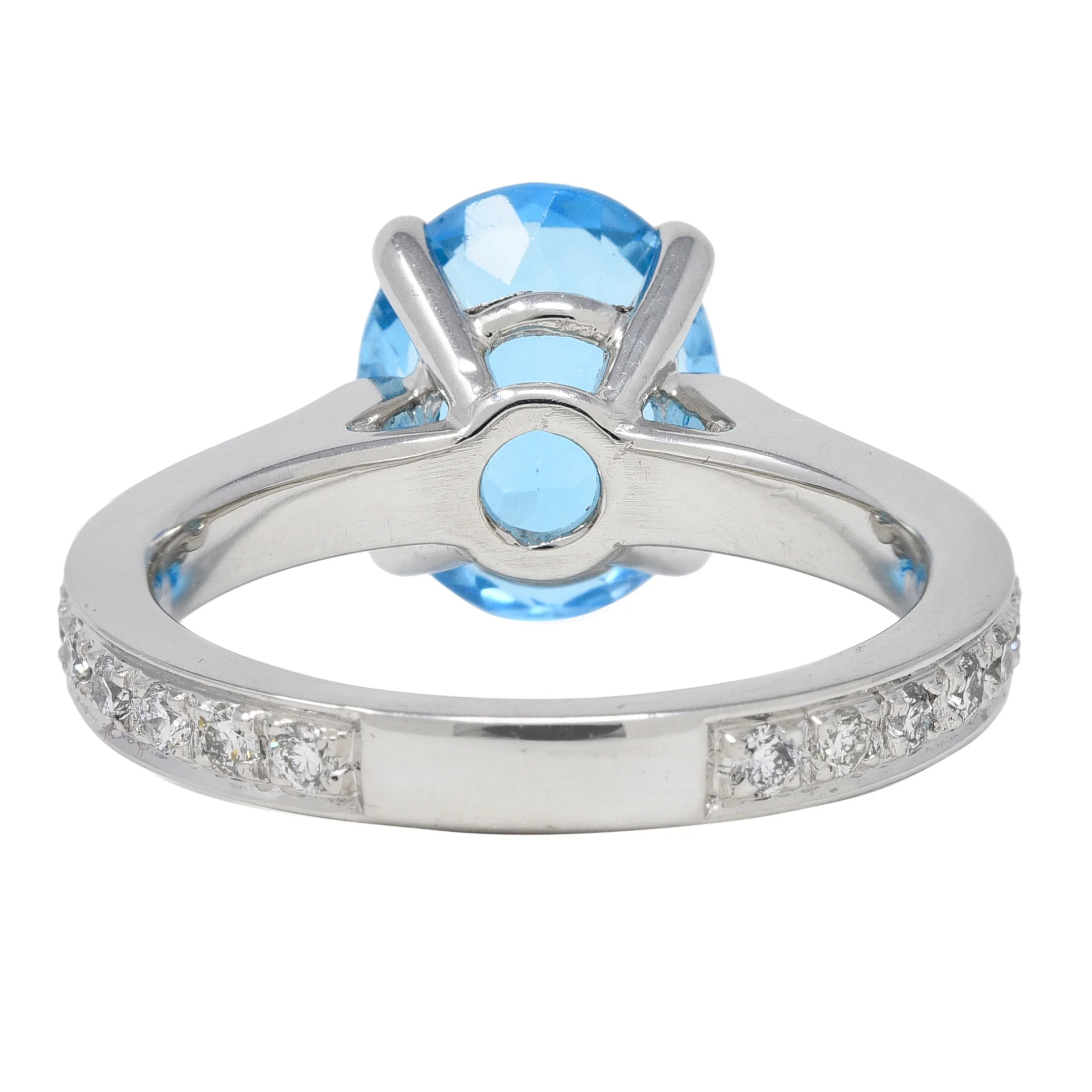 Contemporary Blue Topaz Diamond Platinum Gemstone Ring - Image 5