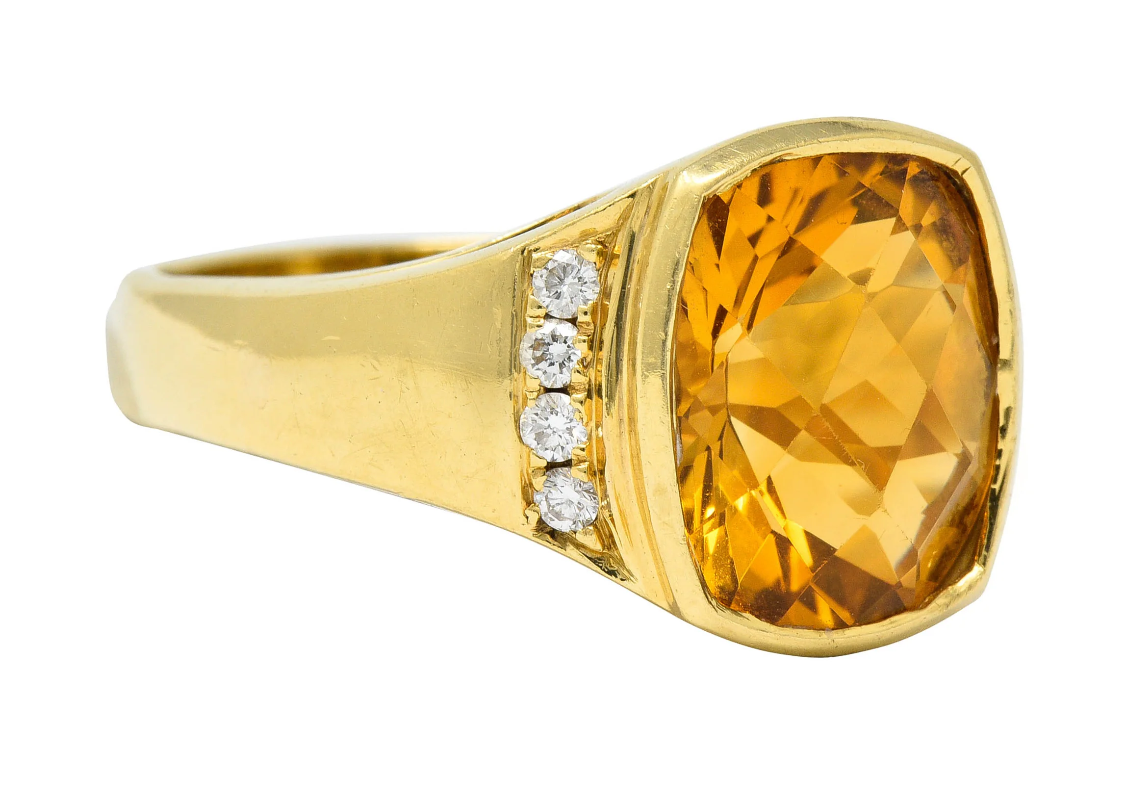 Contemporary Citrine Diamond 18 Karat Gold Statement Ring - Image 2