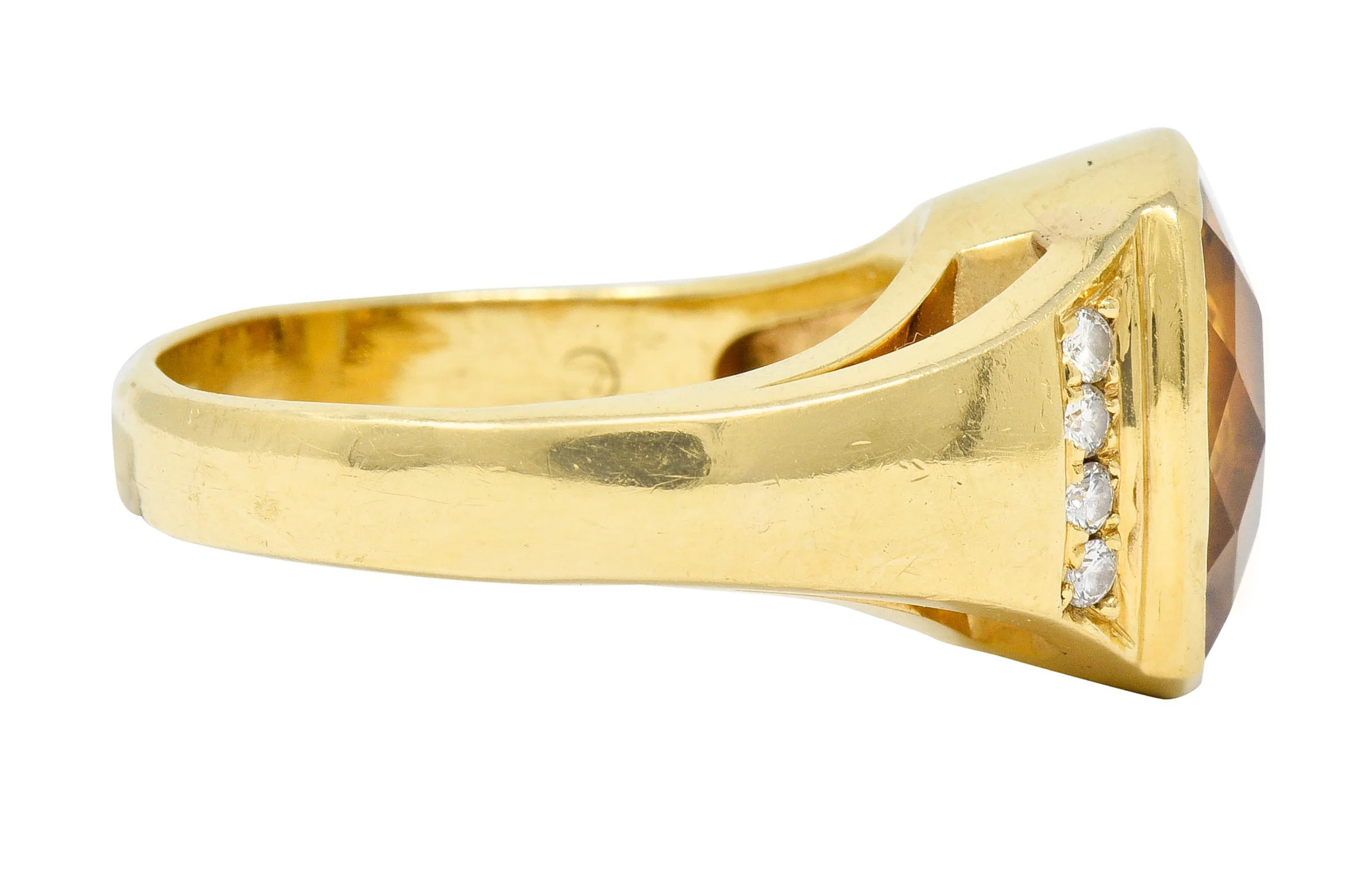 Contemporary Citrine Diamond 18 Karat Gold Statement Ring - Image 3