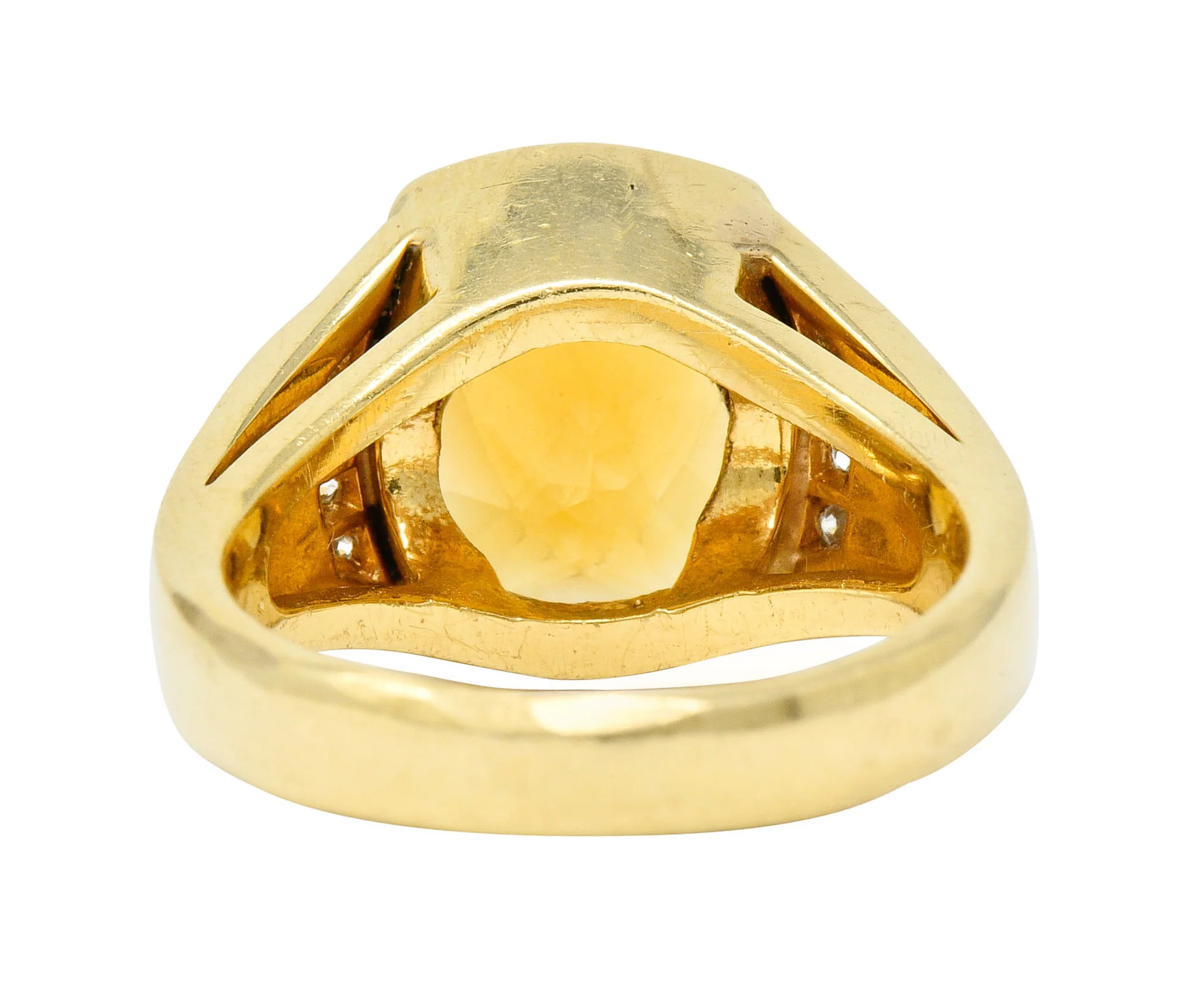 Contemporary Citrine Diamond 18 Karat Gold Statement Ring - Image 4