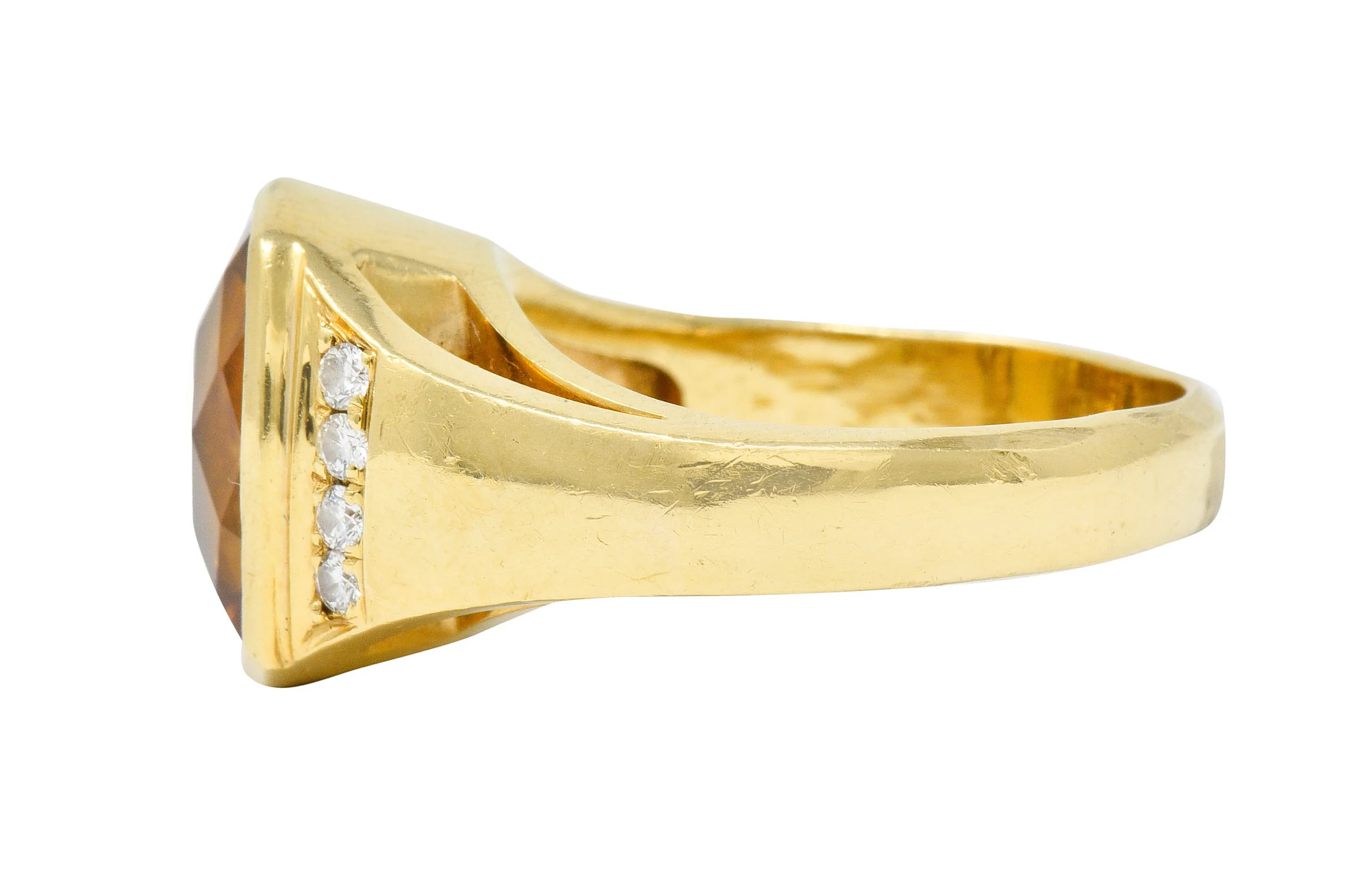 Contemporary Citrine Diamond 18 Karat Gold Statement Ring - Image 5