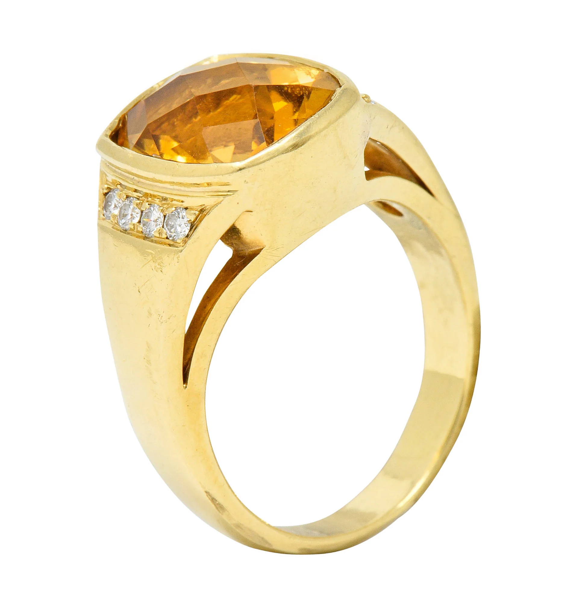 Contemporary Citrine Diamond 18 Karat Gold Statement Ring - Image 8