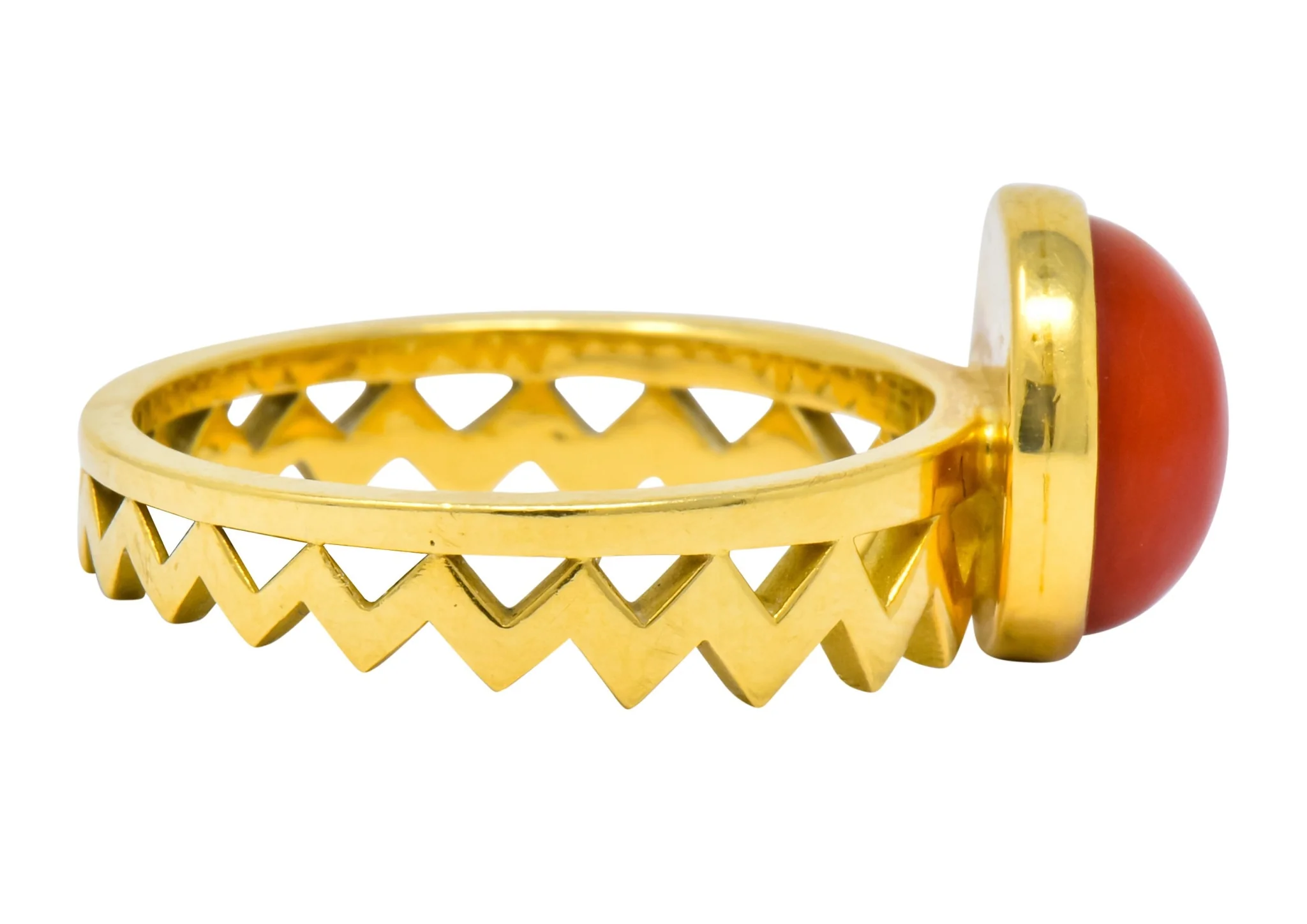 Contemporary Coral 18 Karat Gold Zig Zag Stacking Ring - Image 3