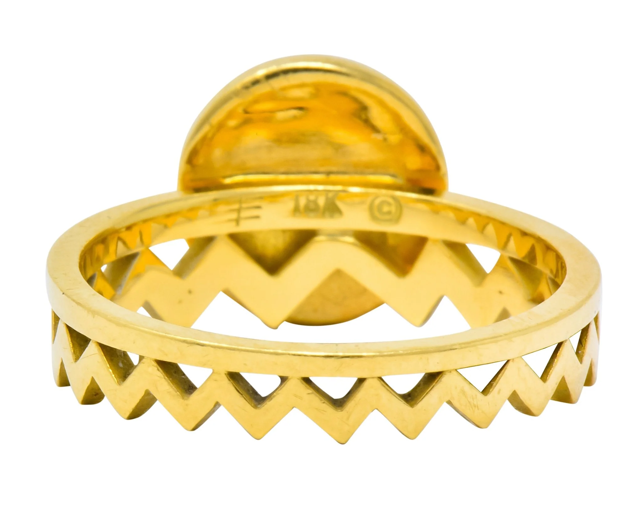 Contemporary Coral 18 Karat Gold Zig Zag Stacking Ring - Image 4