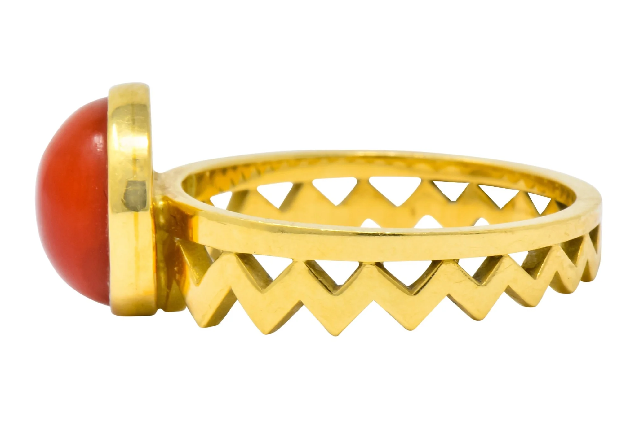 Contemporary Coral 18 Karat Gold Zig Zag Stacking Ring - Image 5