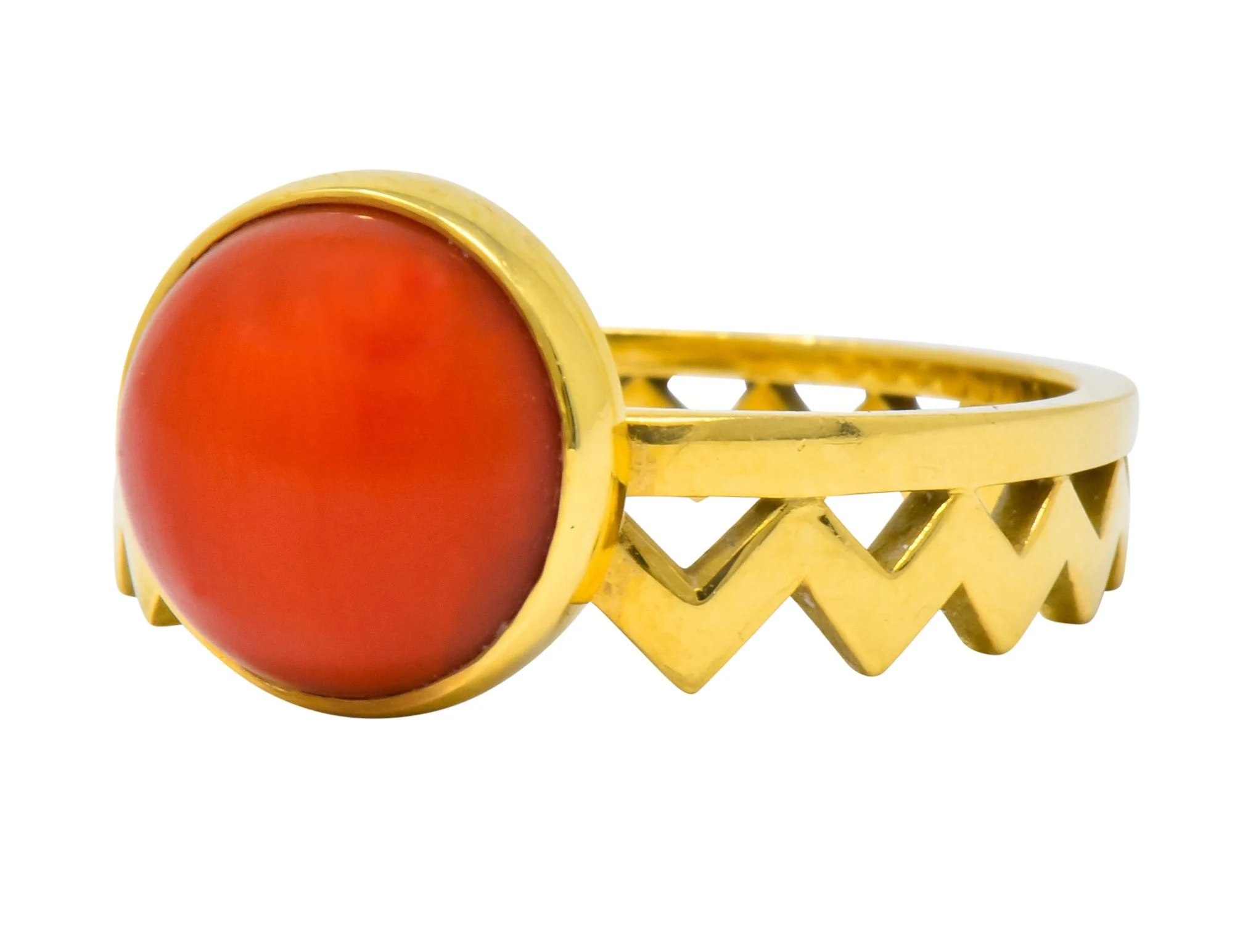 Contemporary Coral 18 Karat Gold Zig Zag Stacking Ring - Image 6