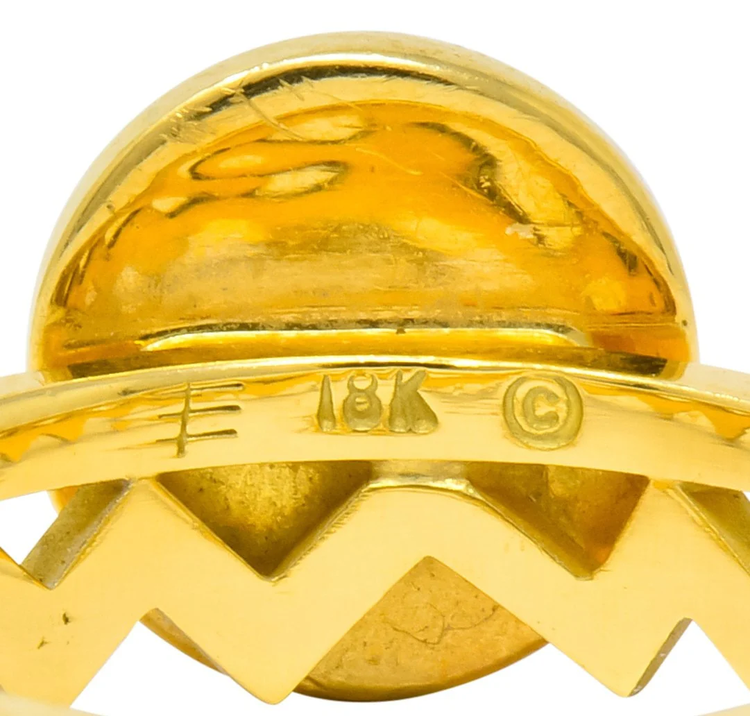 Contemporary Coral 18 Karat Gold Zig Zag Stacking Ring - Image 7