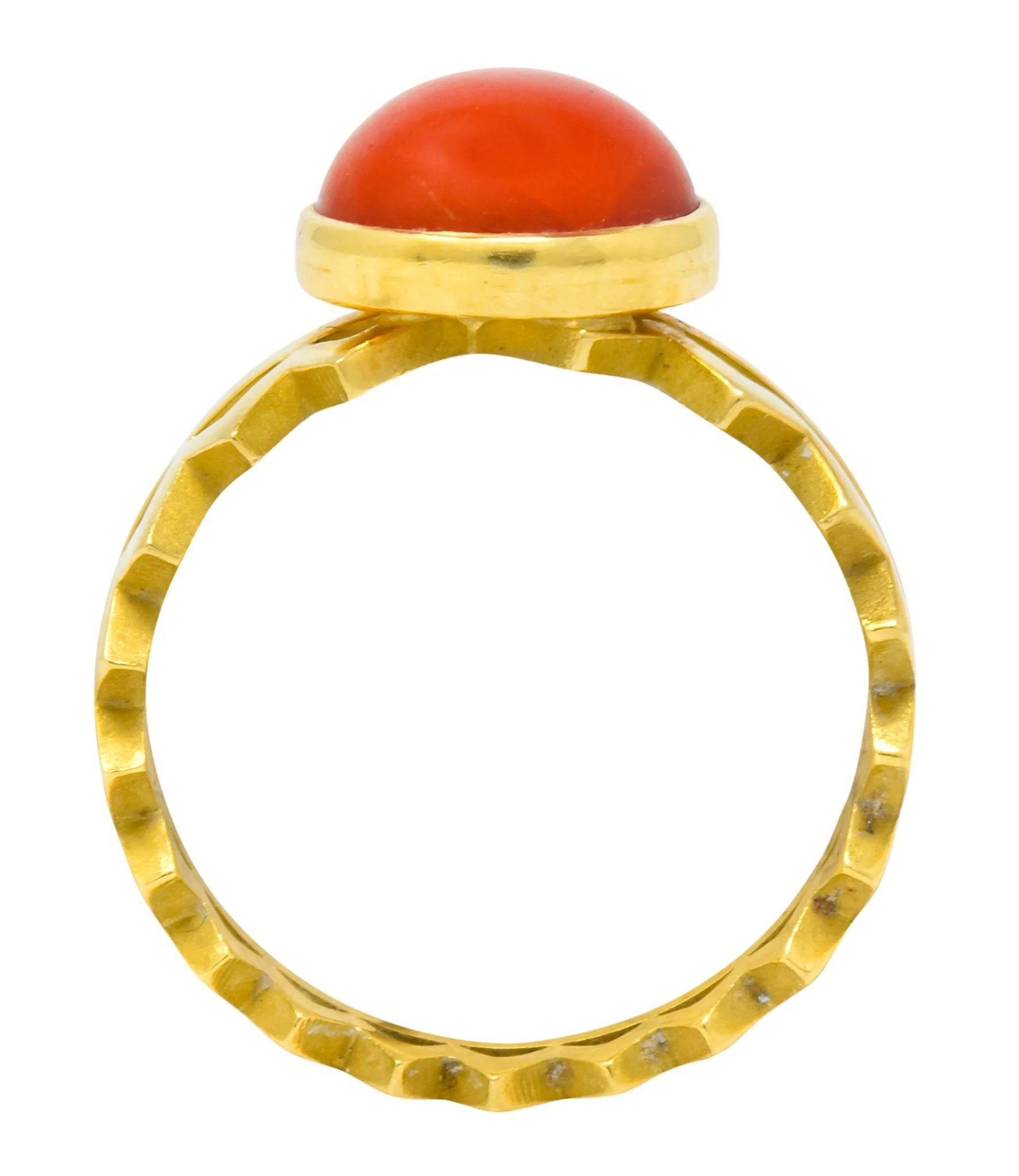 Contemporary Coral 18 Karat Gold Zig Zag Stacking Ring - Image 8