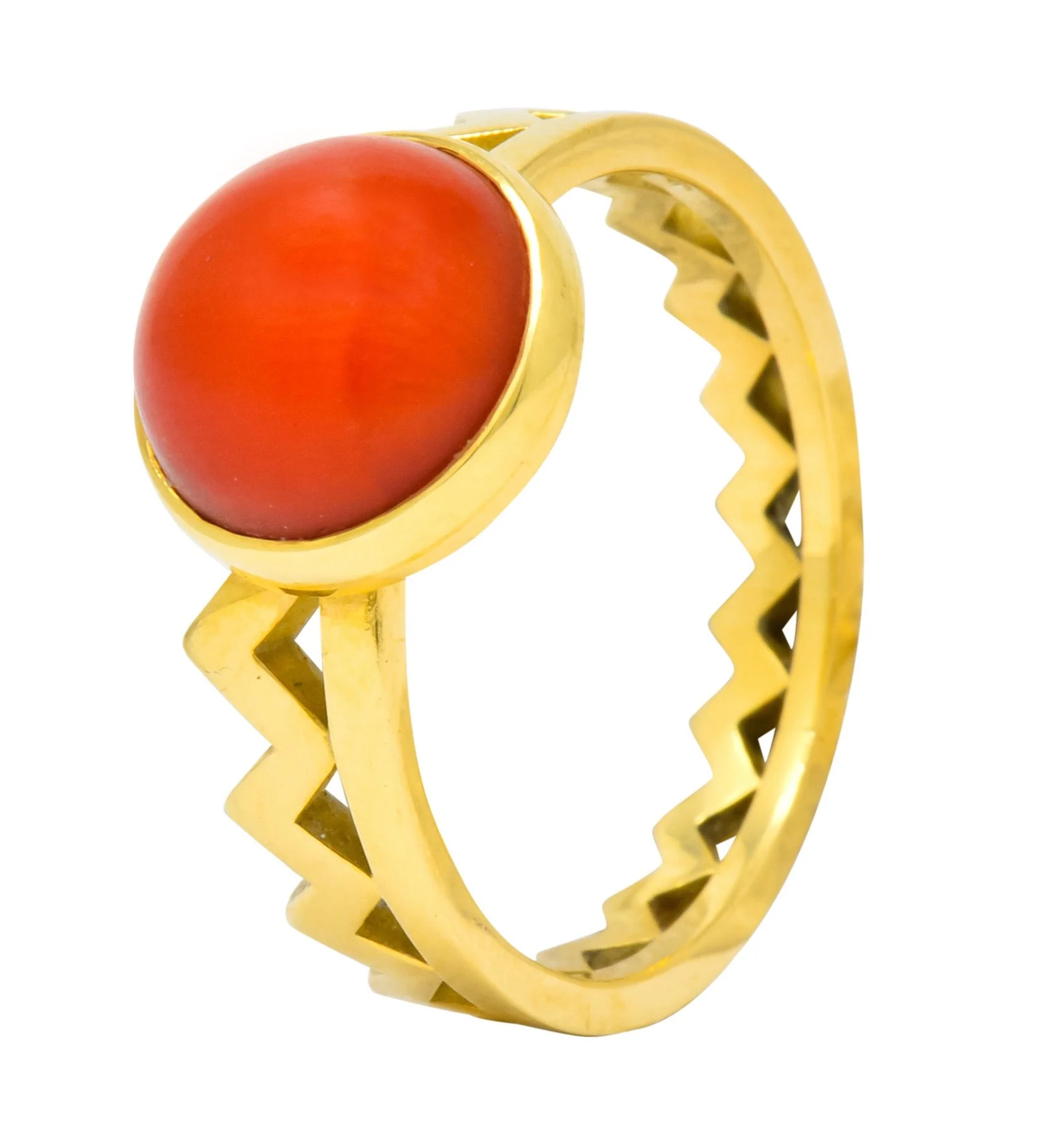 Contemporary Coral 18 Karat Gold Zig Zag Stacking Ring - Image 9