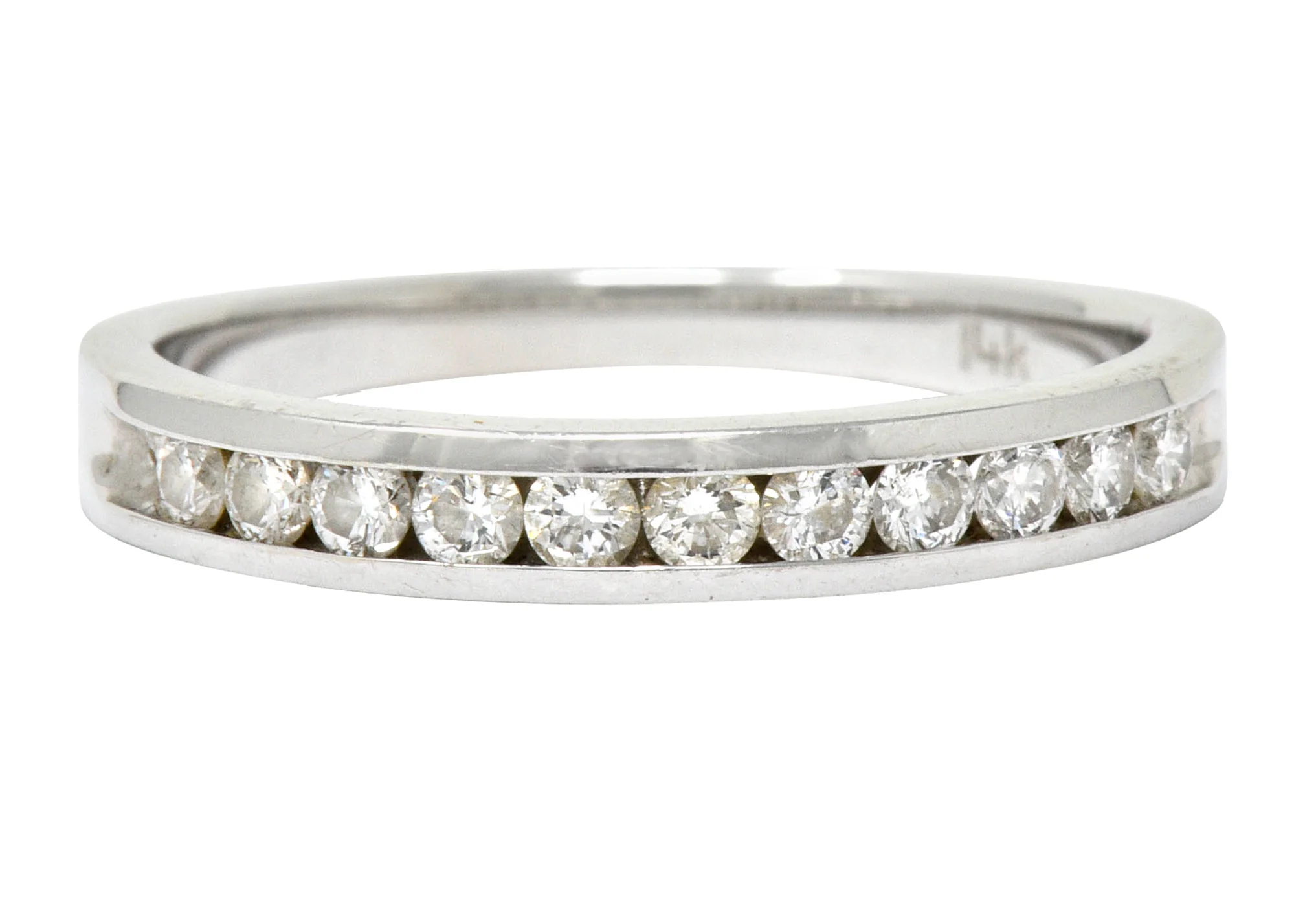 Contemporary Diamond 14 Karat White Gold Channel Band Ring