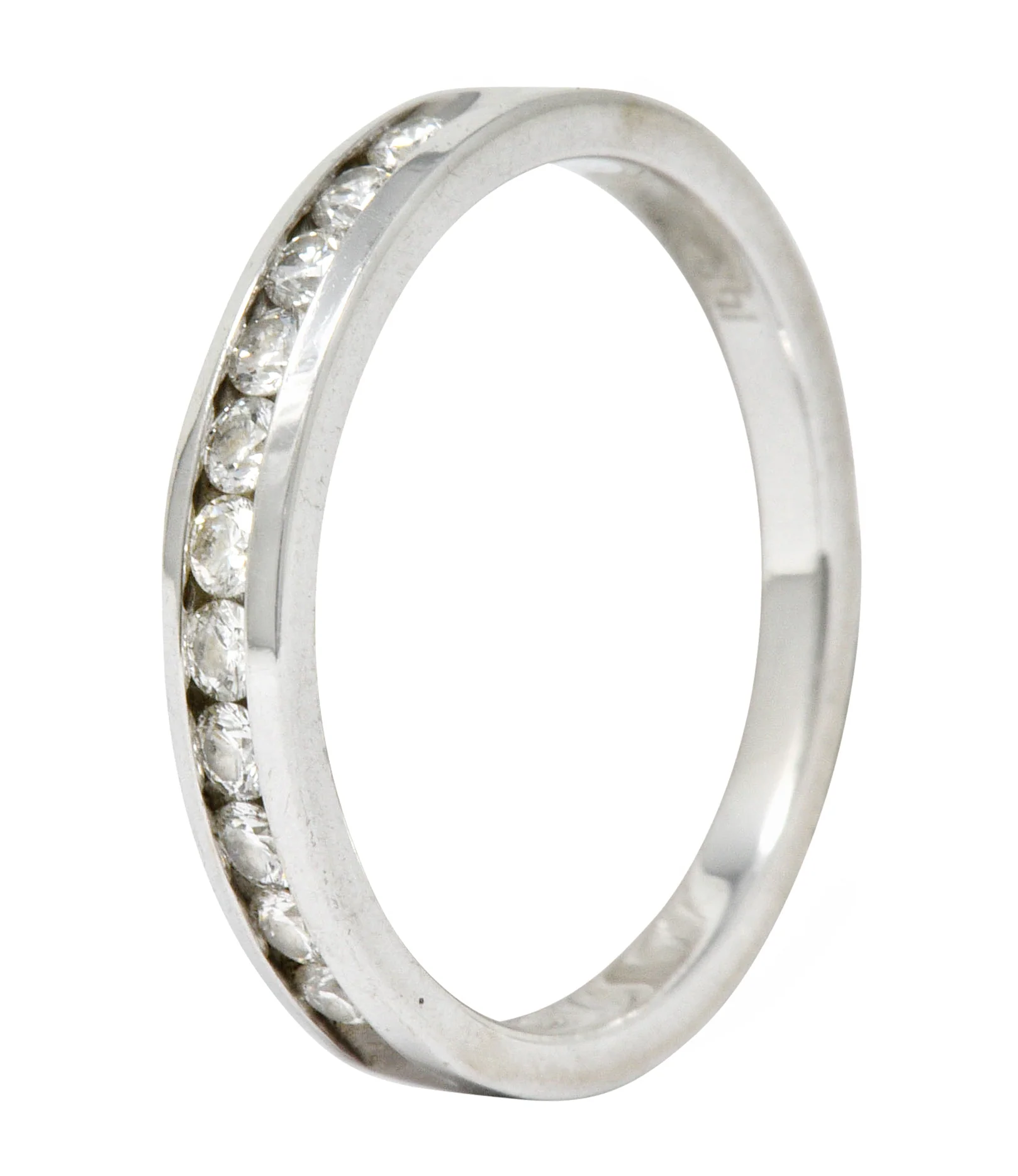 Contemporary Diamond 14 Karat White Gold Channel Band Ring - Image 10