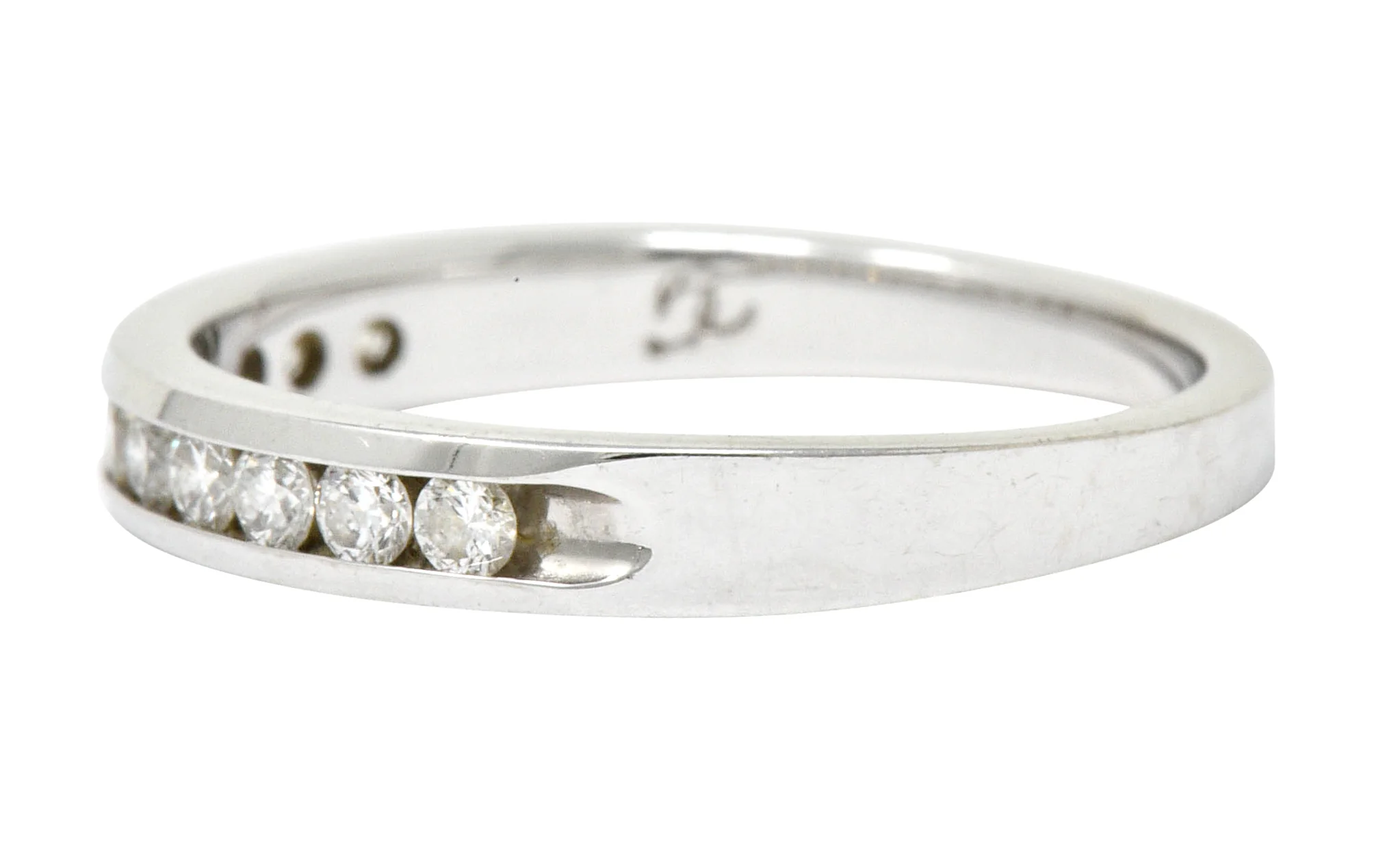 Contemporary Diamond 14 Karat White Gold Channel Band Ring - Image 5