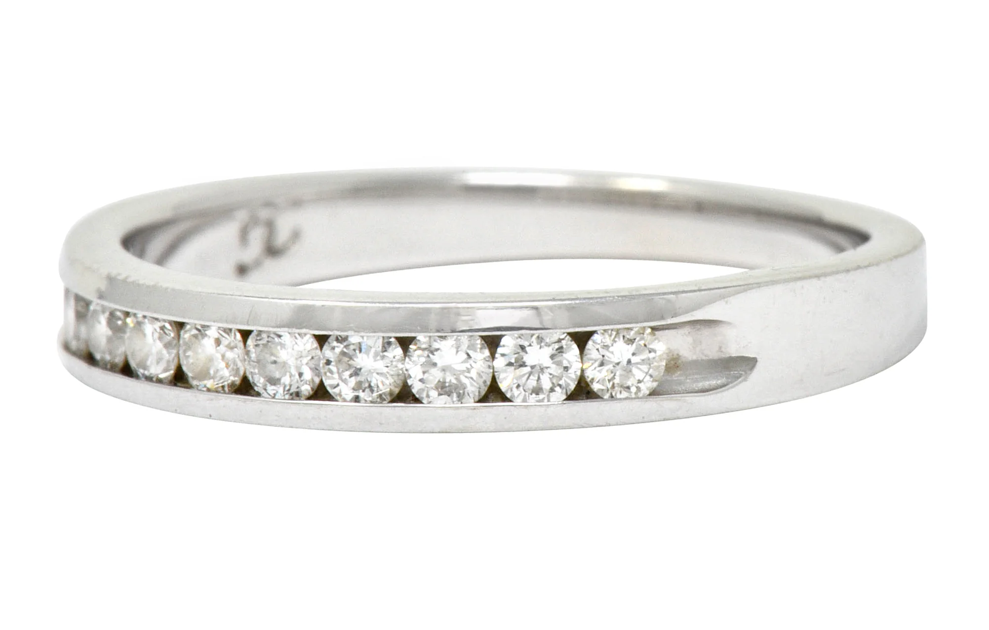 Contemporary Diamond 14 Karat White Gold Channel Band Ring - Image 6