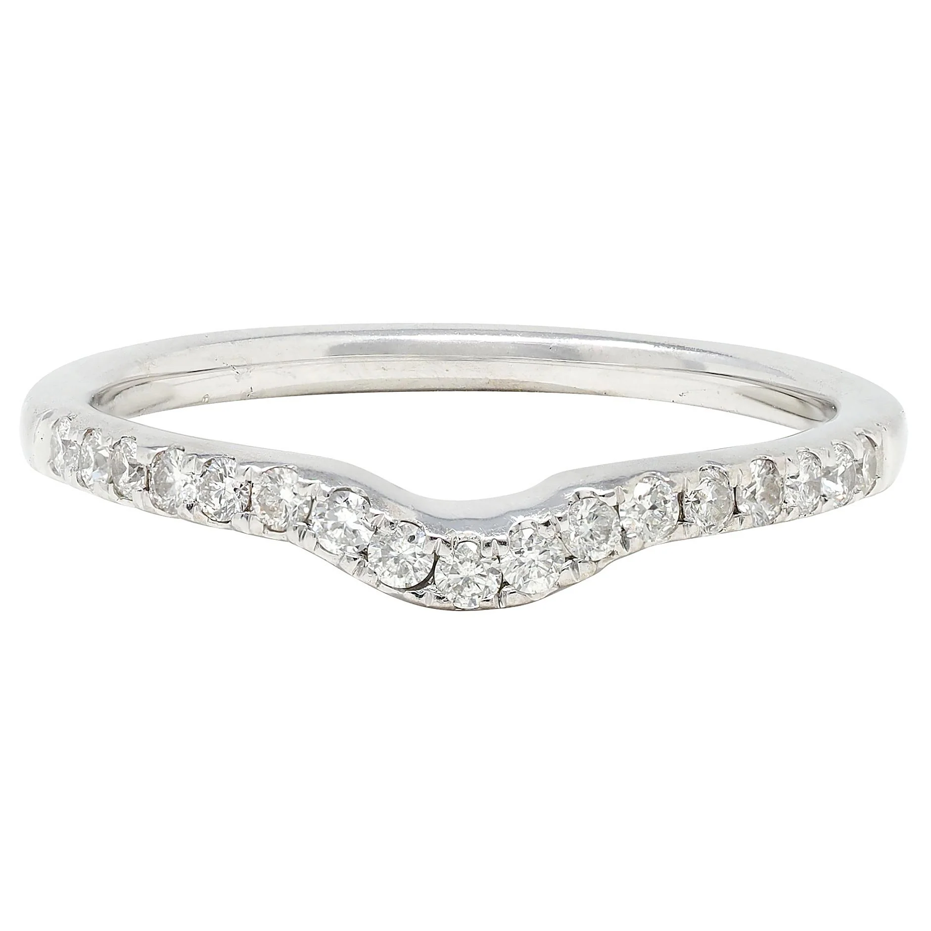 Contemporary Diamond 14 Karat White Gold Contour Wedding Band Ring