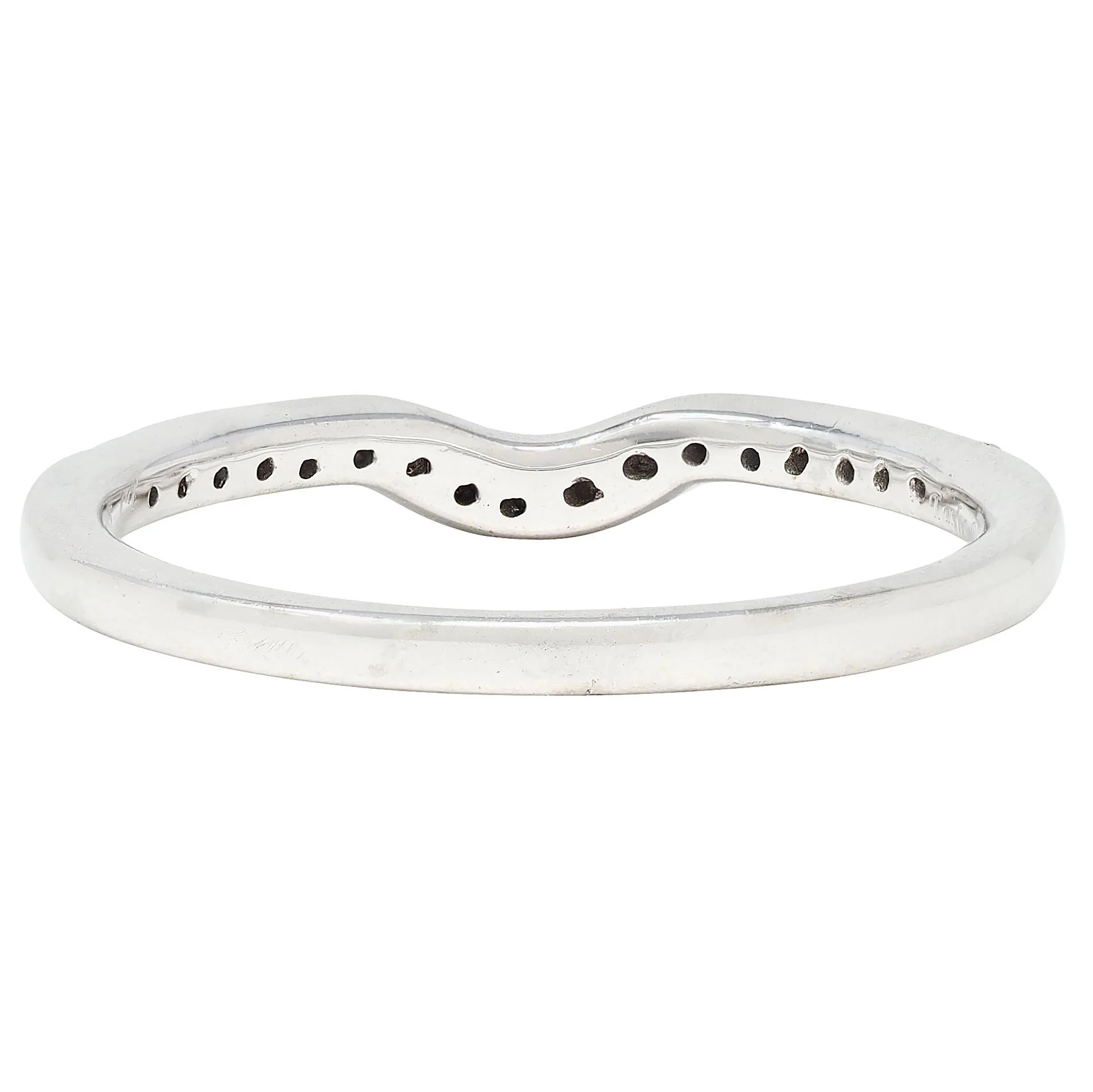 Contemporary Diamond 14 Karat White Gold Contour Wedding Band Ring - Image 3