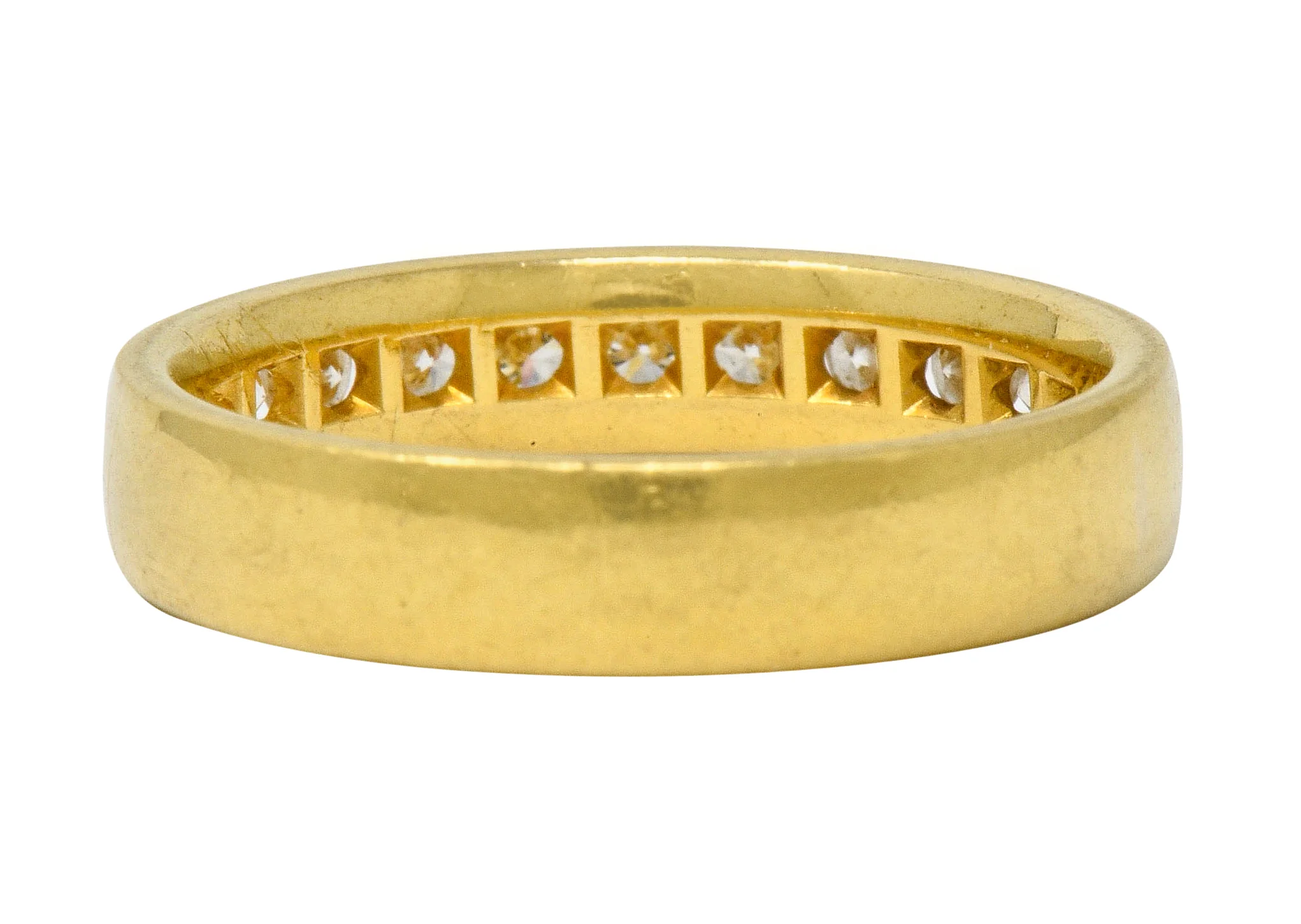 Contemporary Diamond 18 Karat Gold Wedding Anniversary Band Ring - Image 4