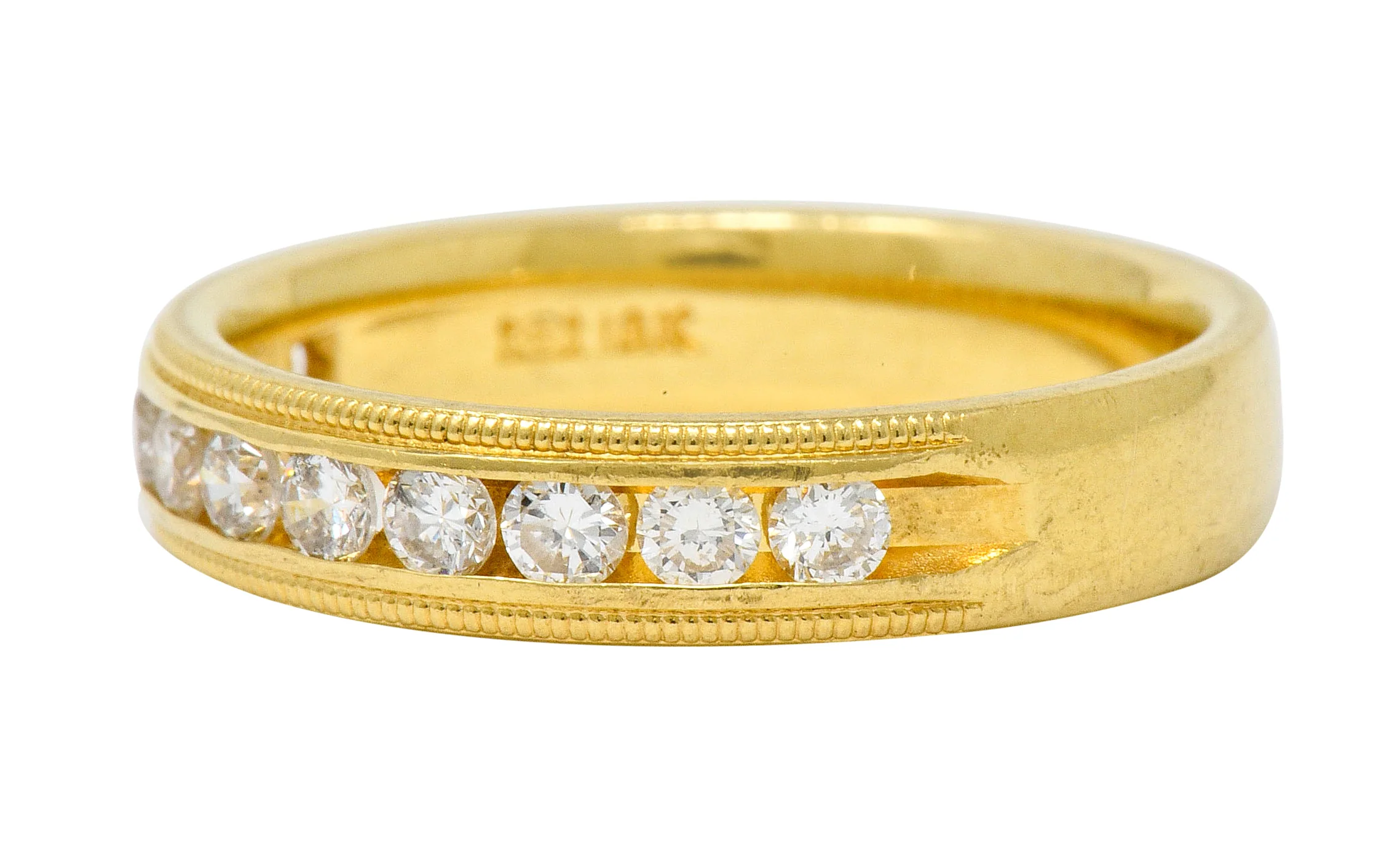 Contemporary Diamond 18 Karat Gold Wedding Anniversary Band Ring - Image 6