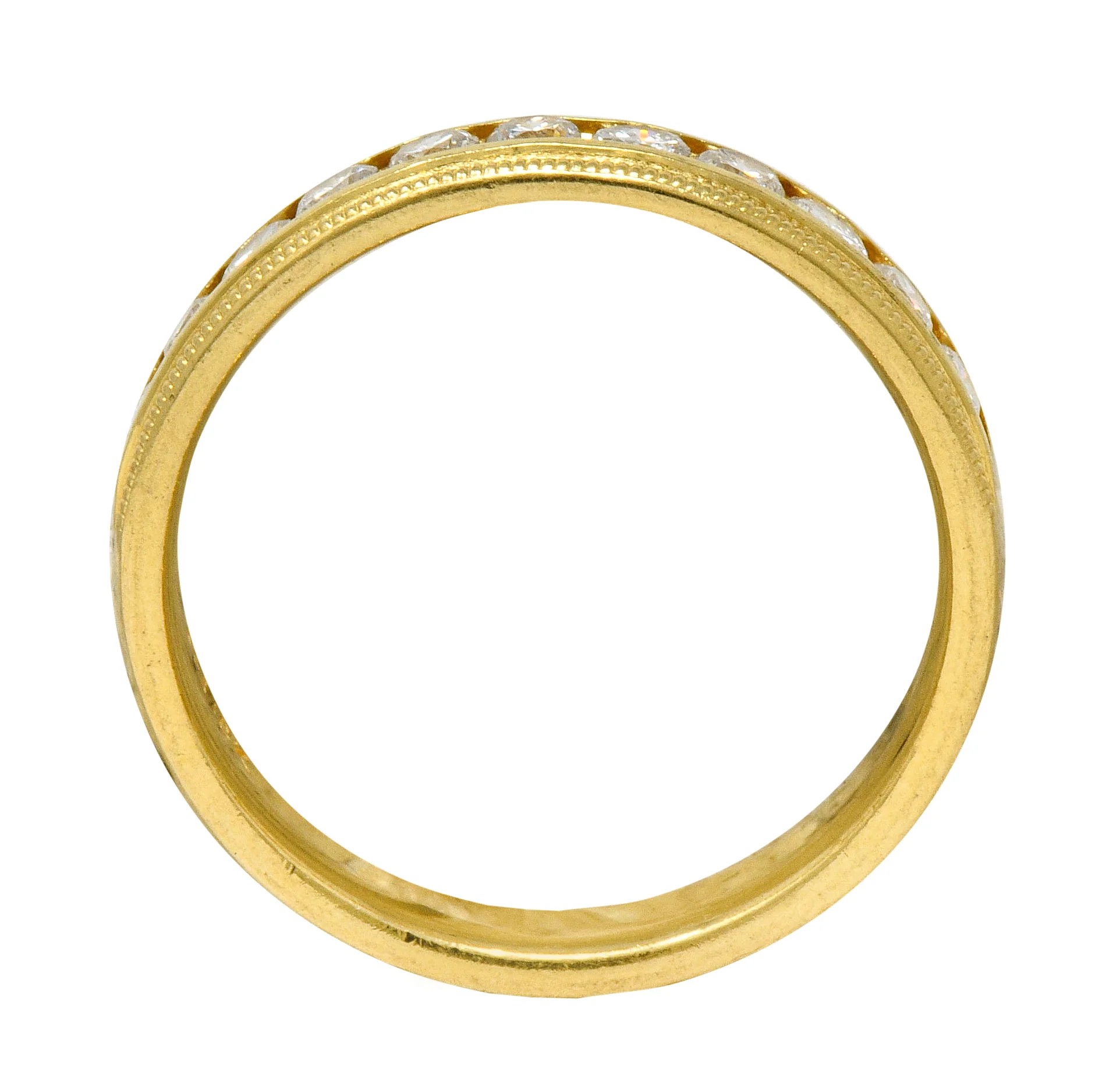 Contemporary Diamond 18 Karat Gold Wedding Anniversary Band Ring - Image 8