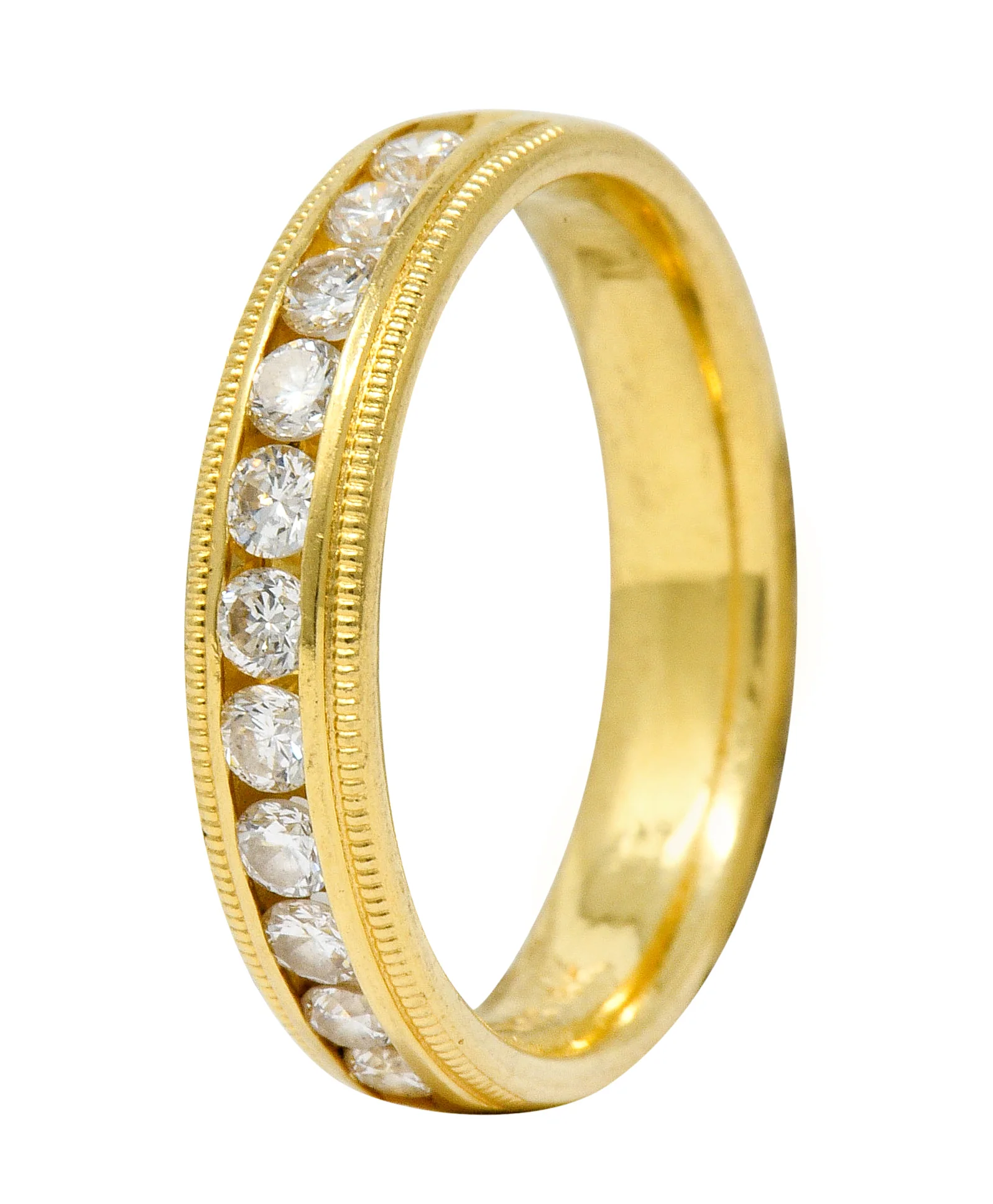 Contemporary Diamond 18 Karat Gold Wedding Anniversary Band Ring - Image 9