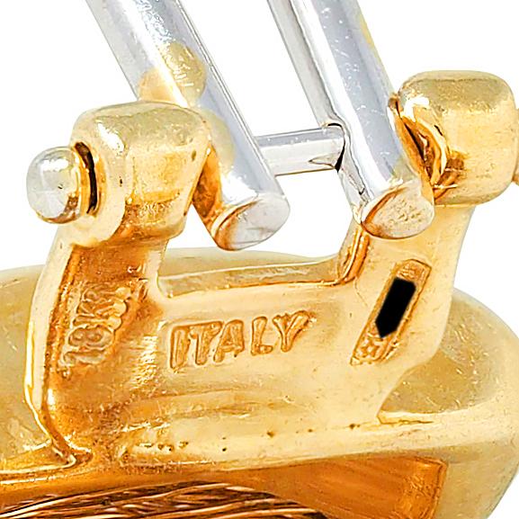 Contemporary Diamond 18 Karat Two-Tone Gold Woven Mesh J-Hoop Earrings - Image 7