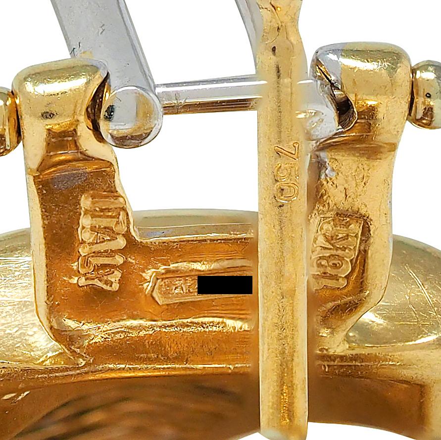 Contemporary Diamond 18 Karat Two-Tone Gold Woven Mesh J-Hoop Earrings - Image 8
