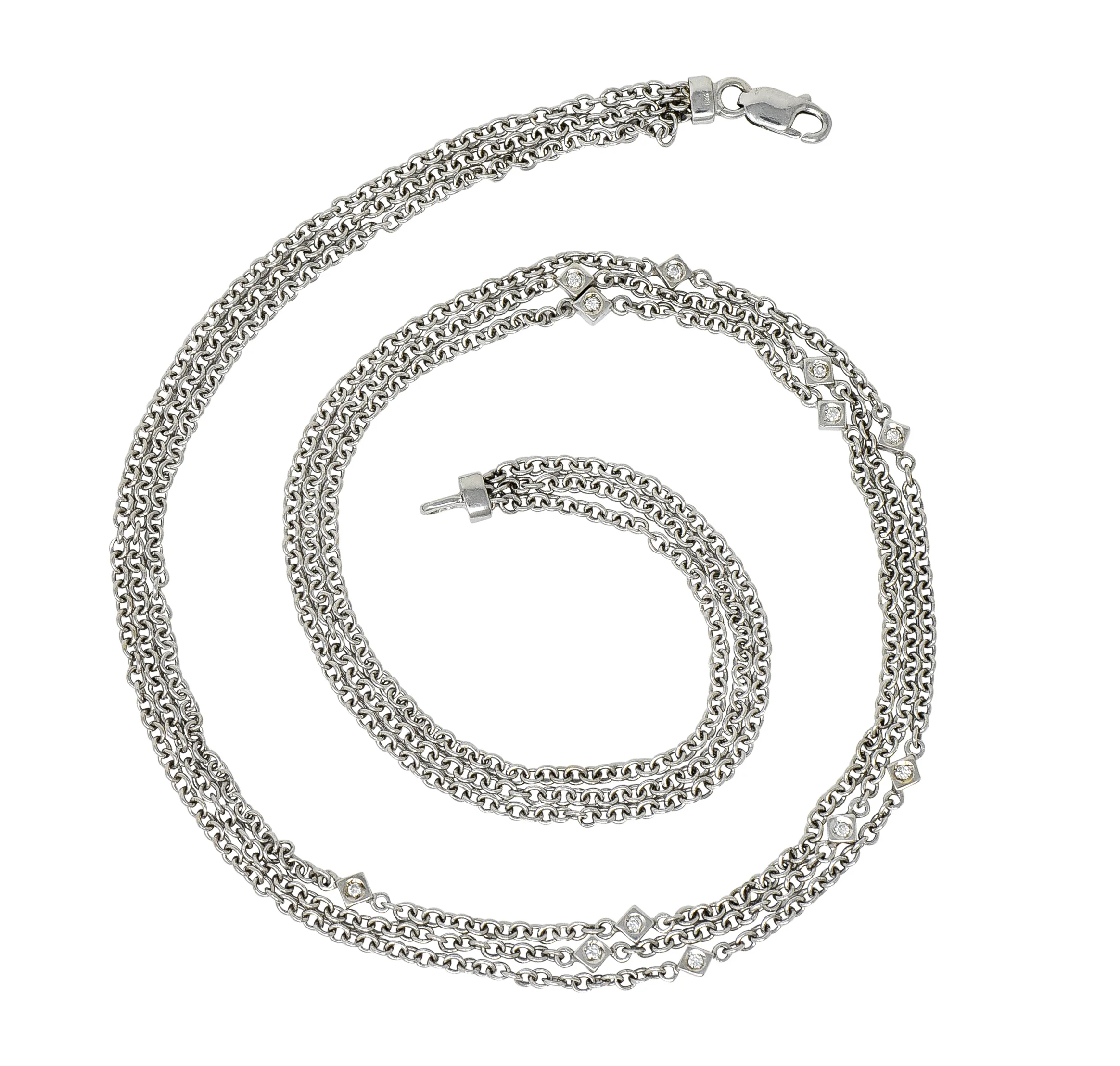 Contemporary Diamond 18 Karat White Gold Multi-Strand Necklace - Image 2