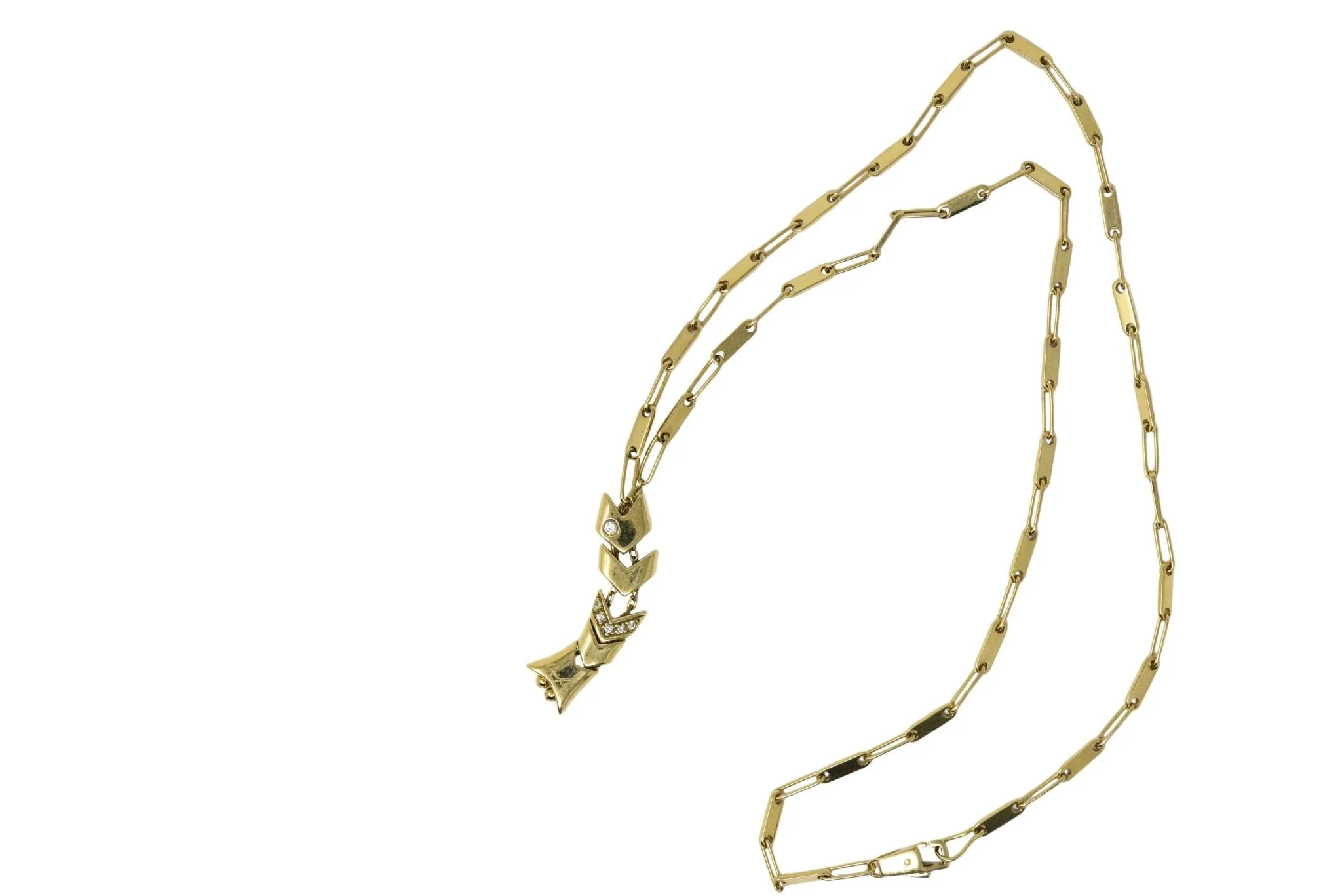 Contemporary Diamond 18 Karat Yellow Gold Articulated Fish Pendant Necklace Italy - Image 3