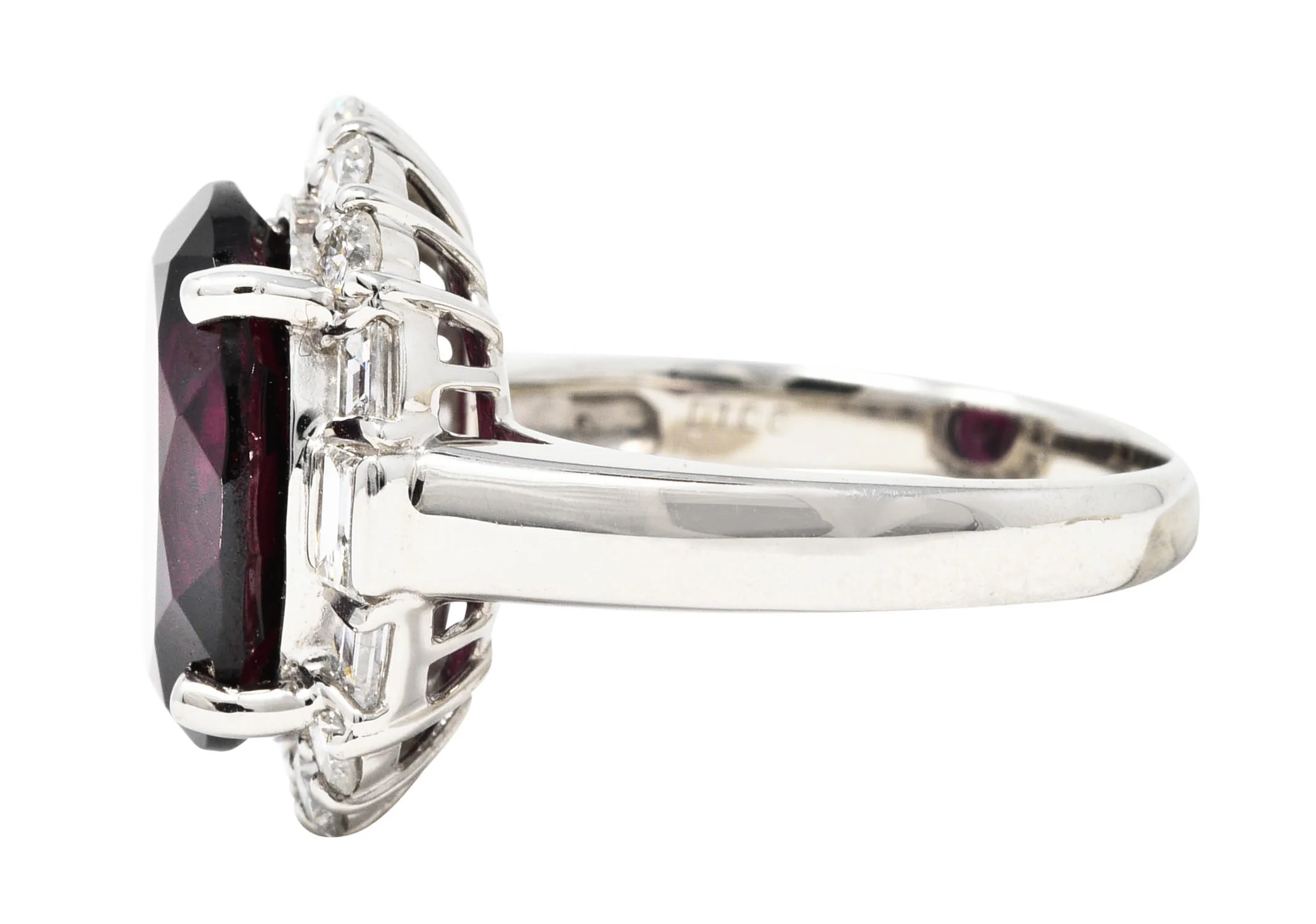 Contemporary Garnet Diamond Platinum Gemstone Cluster Ring - Image 5
