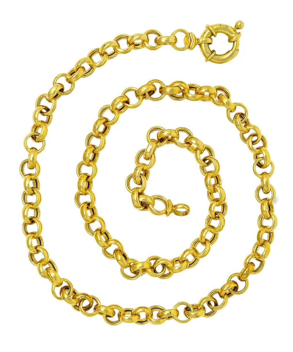 Contemporary Italian 14 Karat Gold Rolo Link Chain Necklace - Image 2