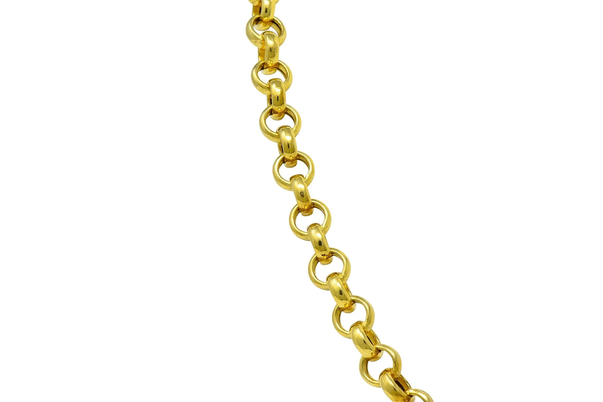 Contemporary Italian 14 Karat Gold Rolo Link Chain Necklace - Image 3