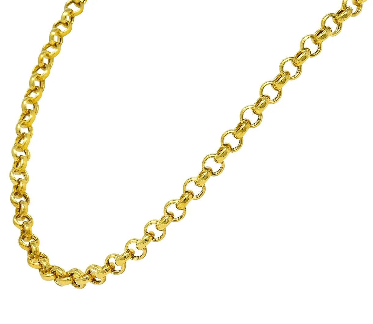 Contemporary Italian 14 Karat Gold Rolo Link Chain Necklace - Image 4