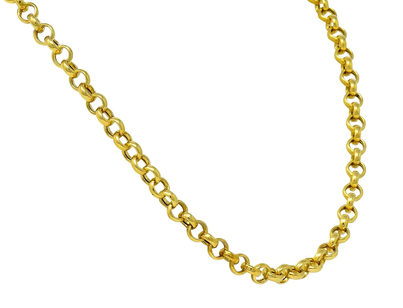 Contemporary Italian 14 Karat Gold Rolo Link Chain Necklace - Image 5