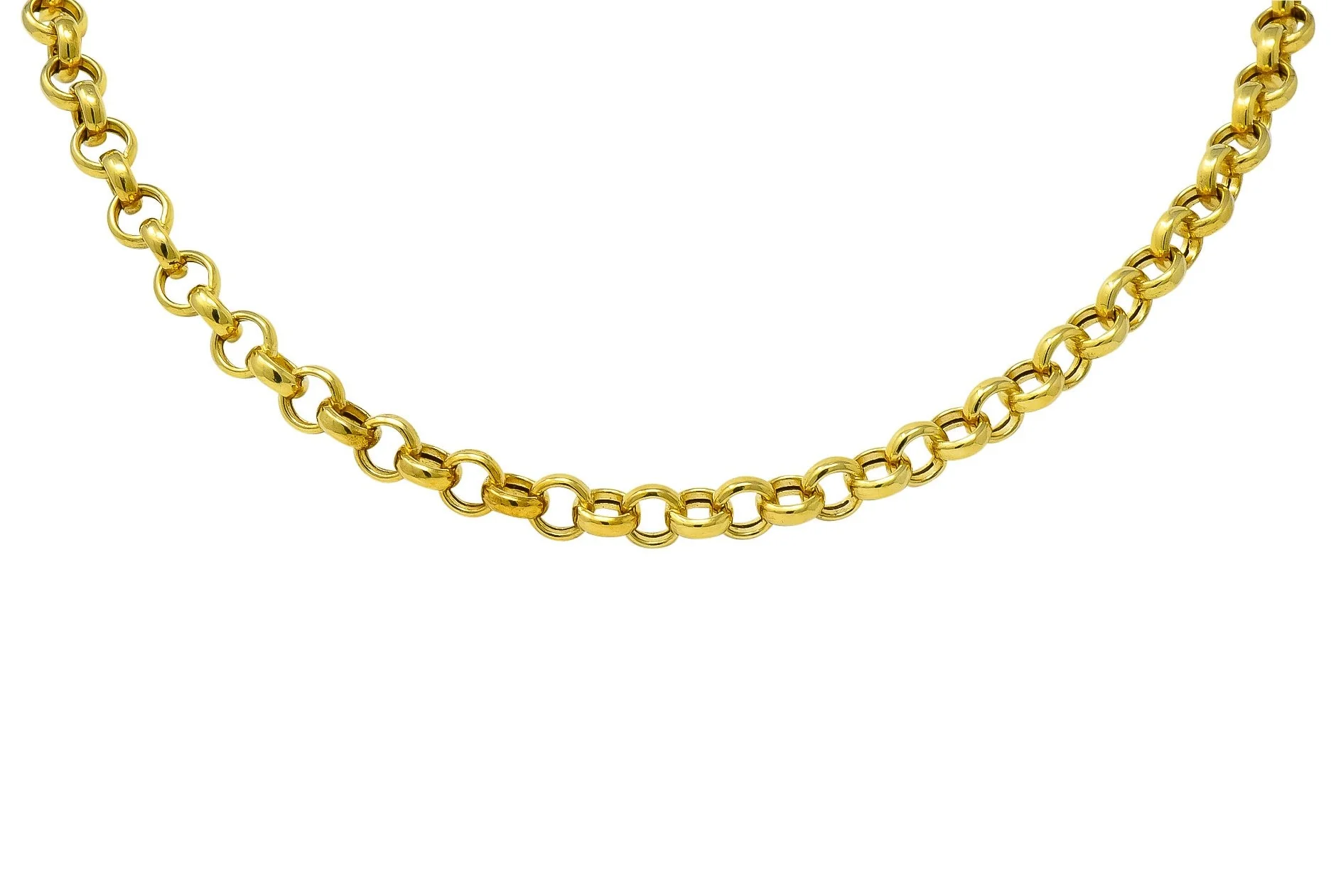 Contemporary Italian 14 Karat Gold Rolo Link Chain Necklace - Image 6