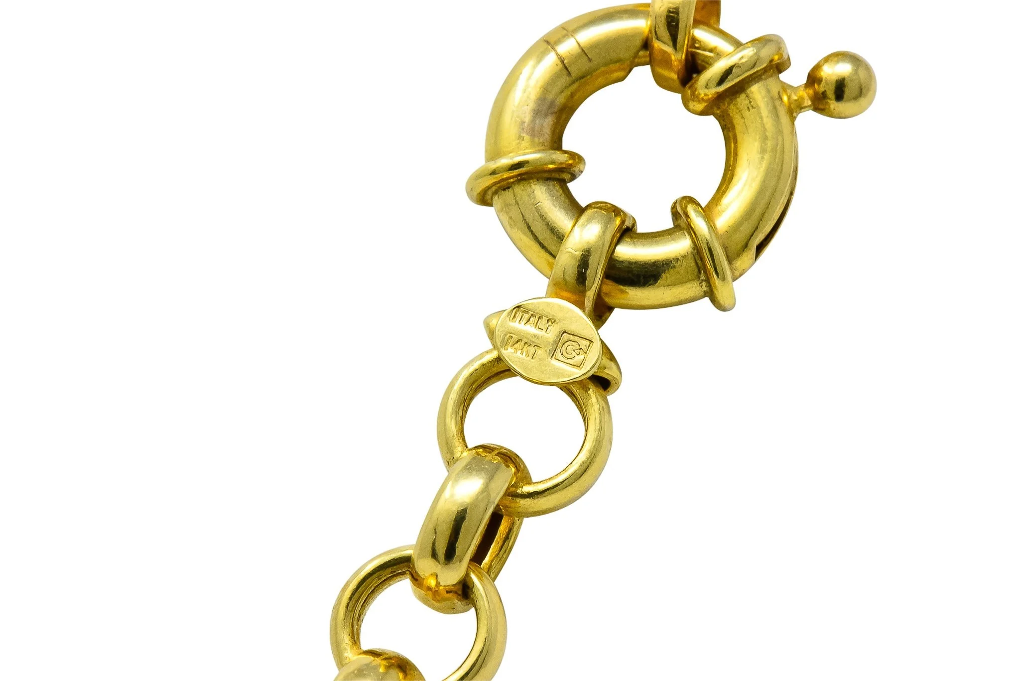 Contemporary Italian 14 Karat Gold Rolo Link Chain Necklace - Image 8