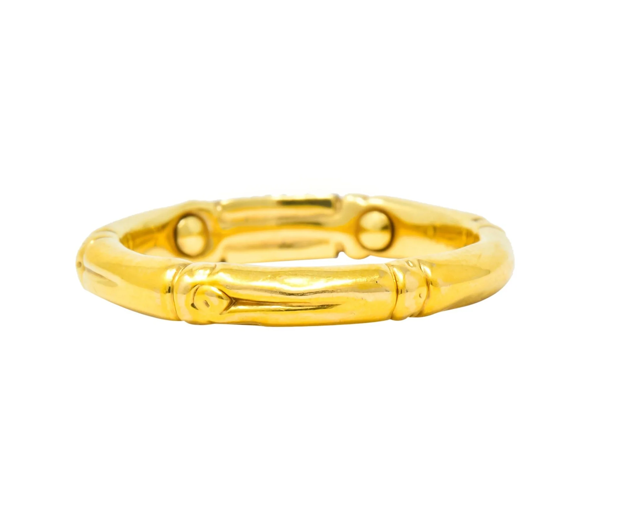 Contemporary John Hardy Pave Diamond 18 Karat Gold Bamboo Band Ring - Image 4