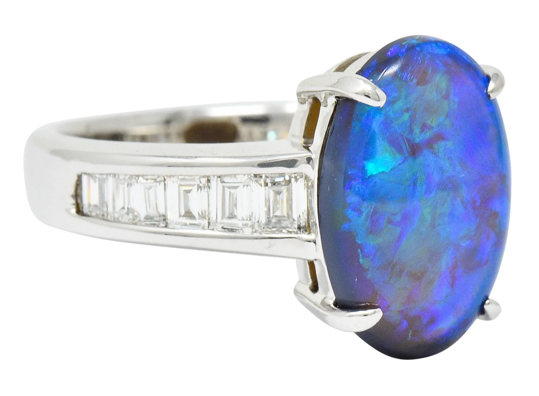 Contemporary Opal 1.27 CTW Diamond Platinum Gemstone Ring - Image 2