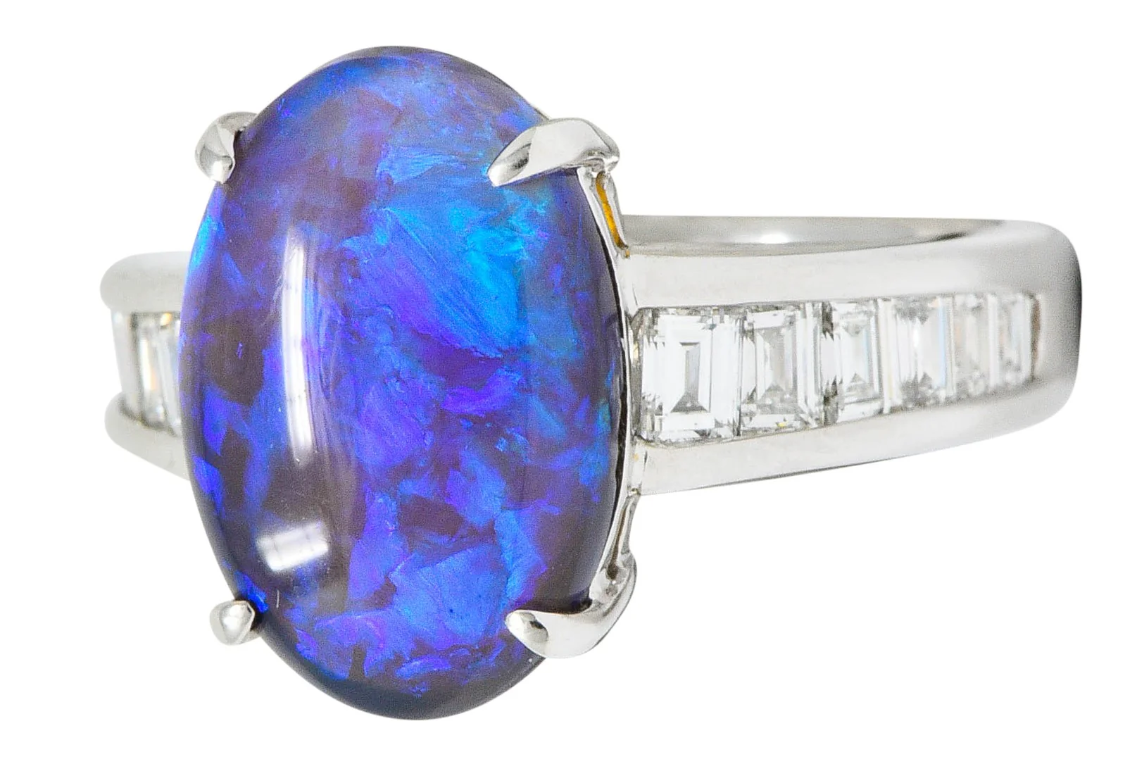 Contemporary Opal 1.27 CTW Diamond Platinum Gemstone Ring - Image 7