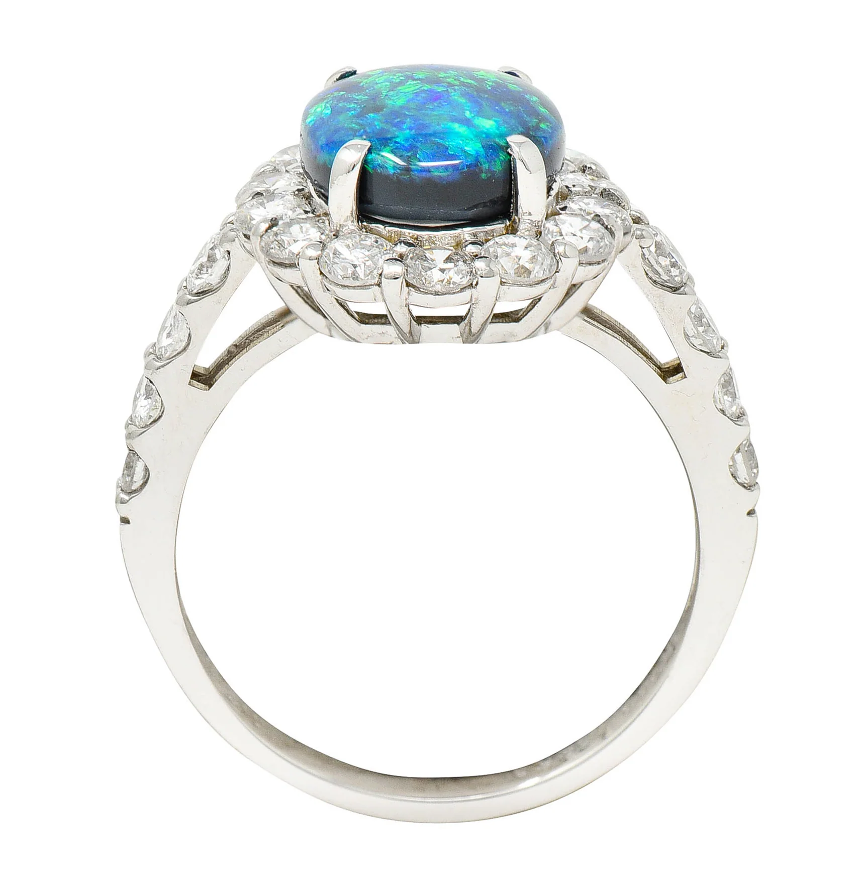 Contemporary Opal Diamond Platinum Cluster Ring - Image 12