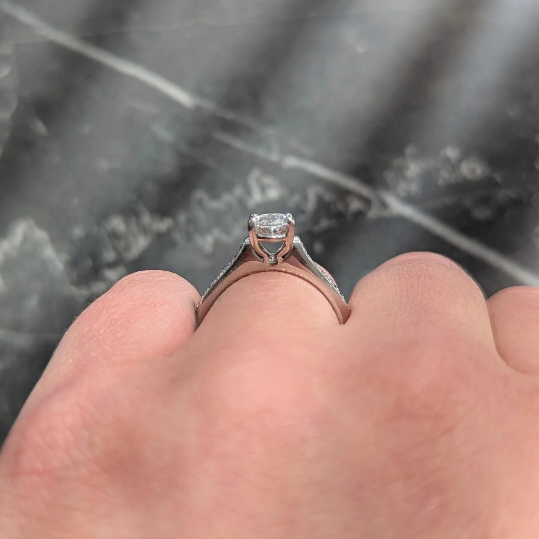 Contemporary Oval Cut 1.26 CTW Diamond Platinum Pavé Engagement Ring GIA - Image 9