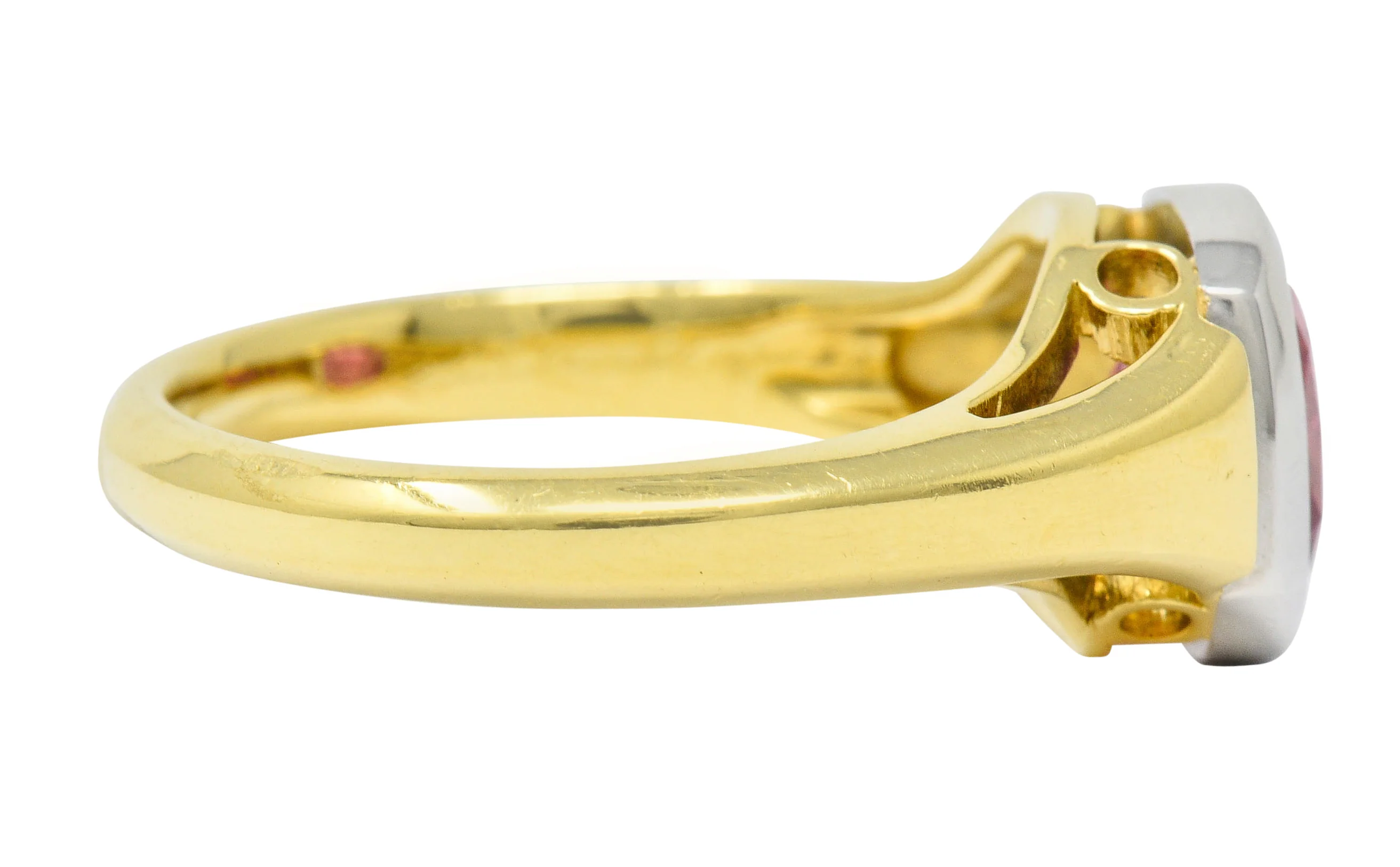 Contemporary Pink Tourmaline Platinum 18 Karat Gold Gemstone Ring - Image 3