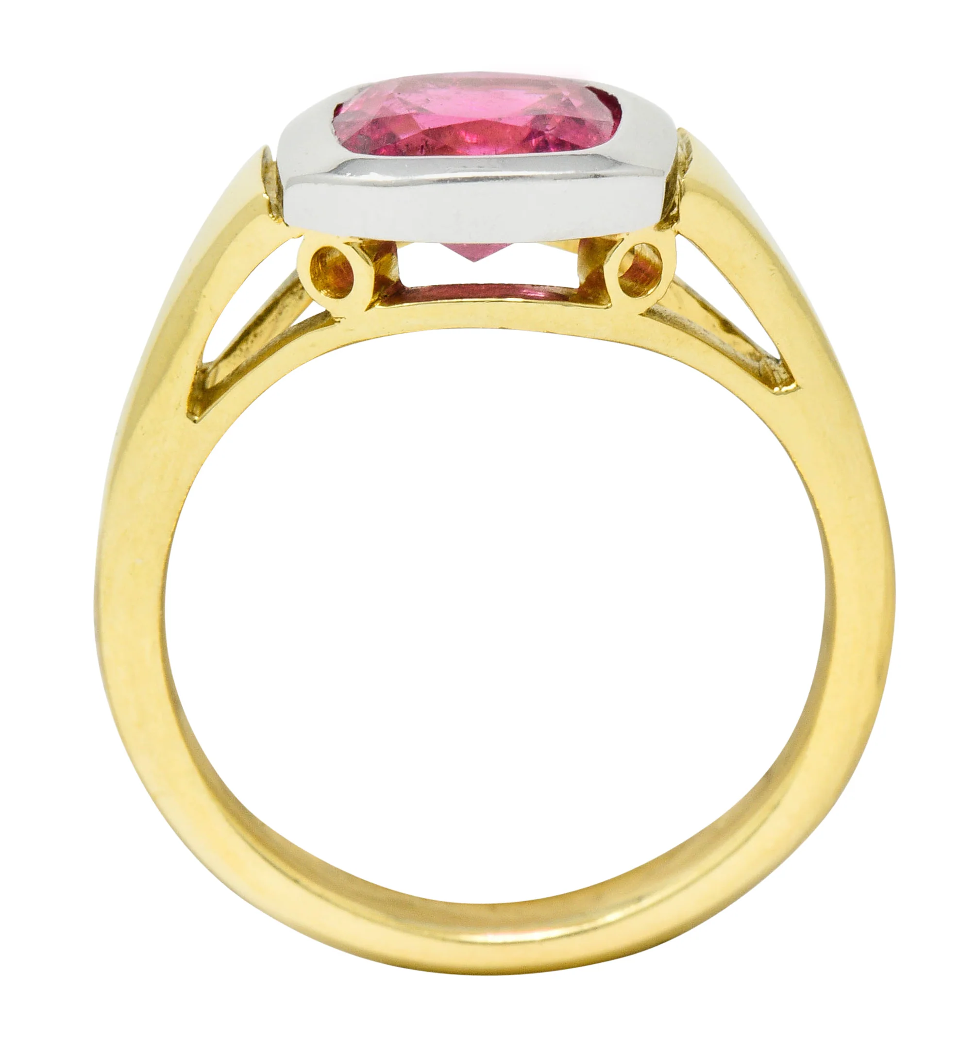 Contemporary Pink Tourmaline Platinum 18 Karat Gold Gemstone Ring - Image 7