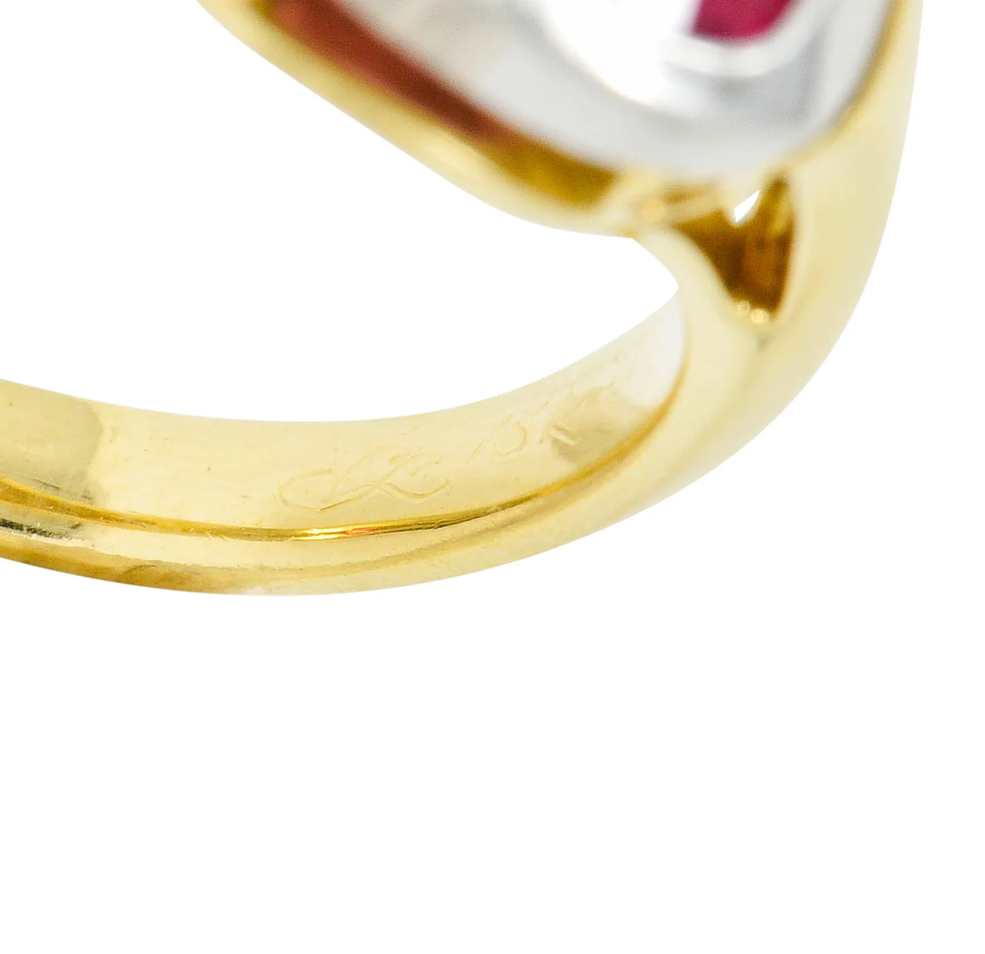 Contemporary Pink Tourmaline Platinum 18 Karat Gold Gemstone Ring - Image 9