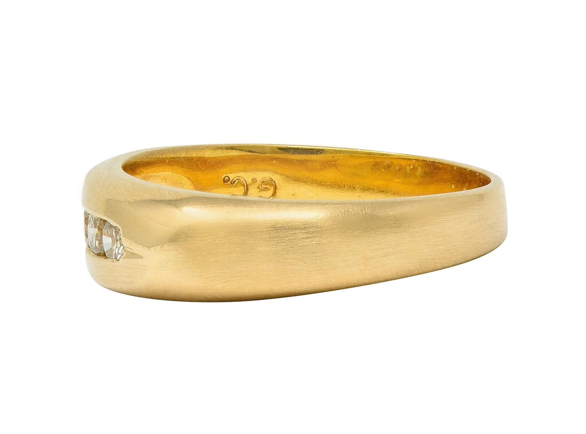 Contemporary Round Brilliant Diamond 14 Karat Yellow Gold Channel Set Band Ring - Image 5