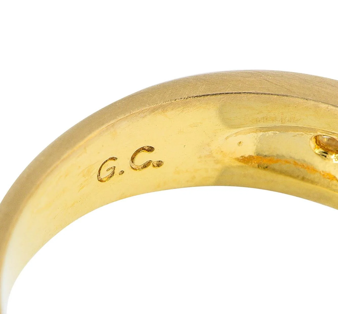 Contemporary Round Brilliant Diamond 14 Karat Yellow Gold Channel Set Band Ring - Image 6