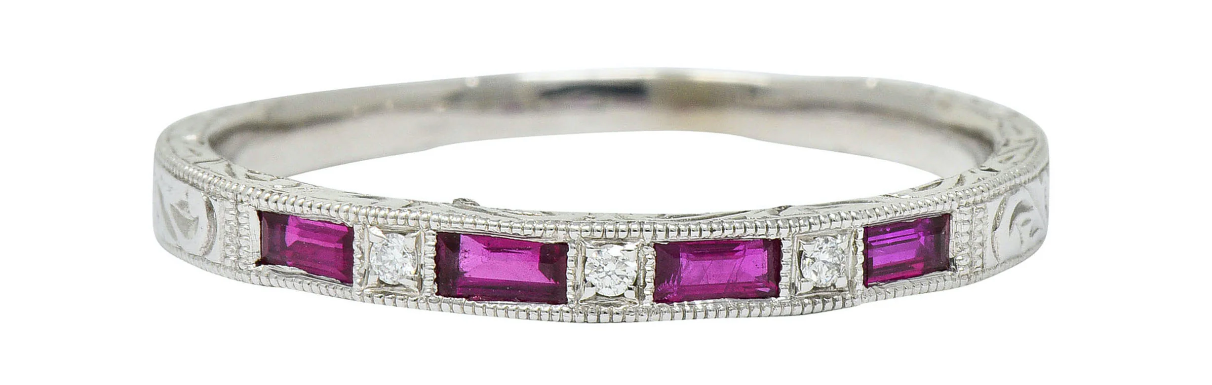 Contemporary Ruby Diamond 14 Karat Gold Stacking Band