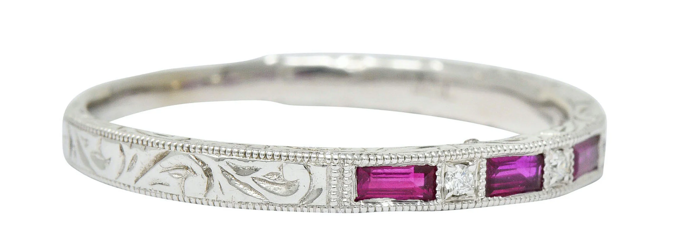 Contemporary Ruby Diamond 14 Karat Gold Stacking Band - Image 2