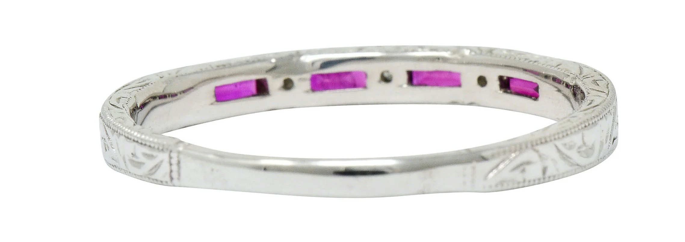 Contemporary Ruby Diamond 14 Karat Gold Stacking Band - Image 4