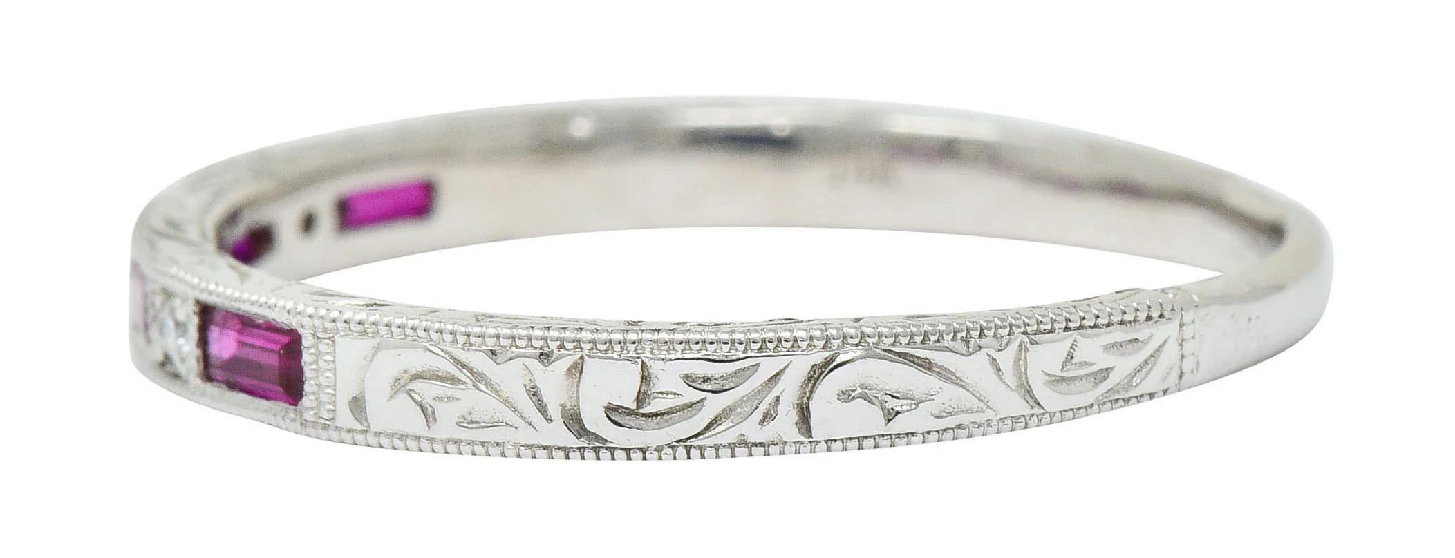 Contemporary Ruby Diamond 14 Karat Gold Stacking Band - Image 5
